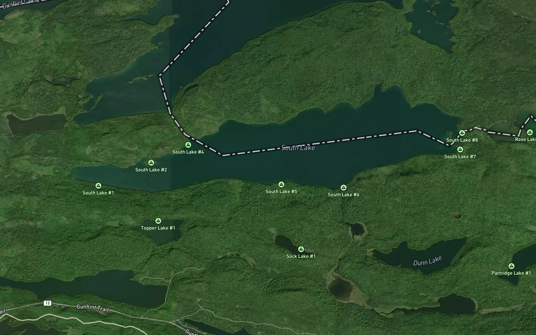 Satellite map of the South Lake
