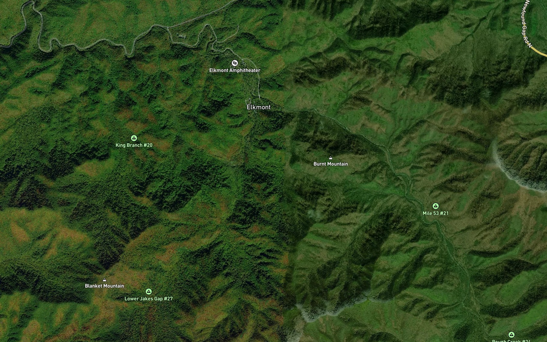 Satellite map of the Tulip Branch