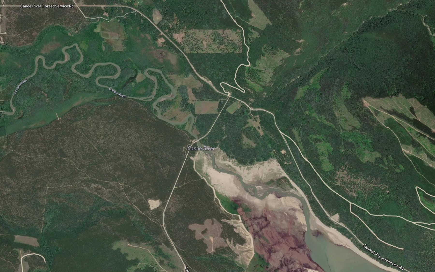 Satellite map of the Packsaddle Creek