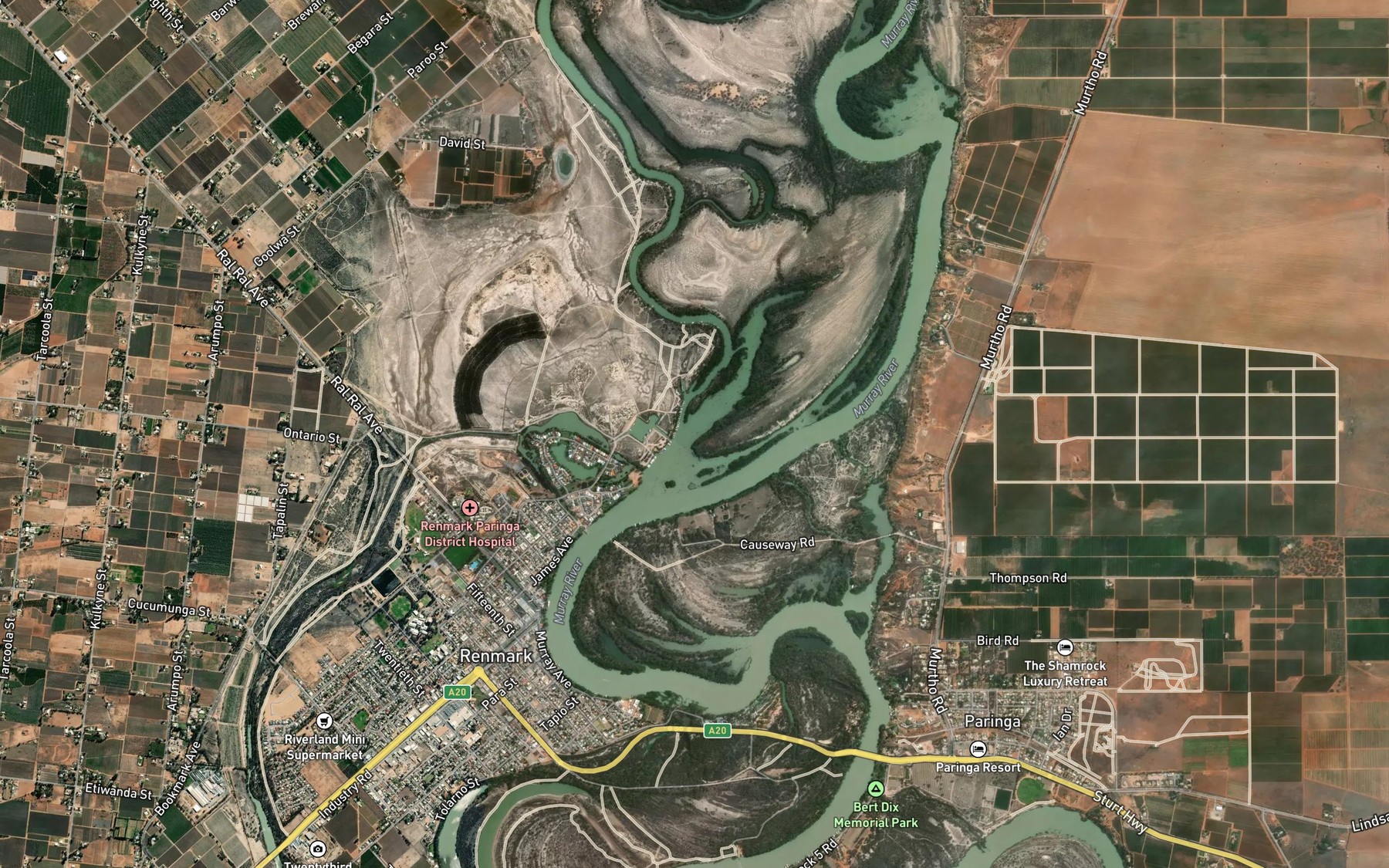 Satellite map of the Ral Ral Creek