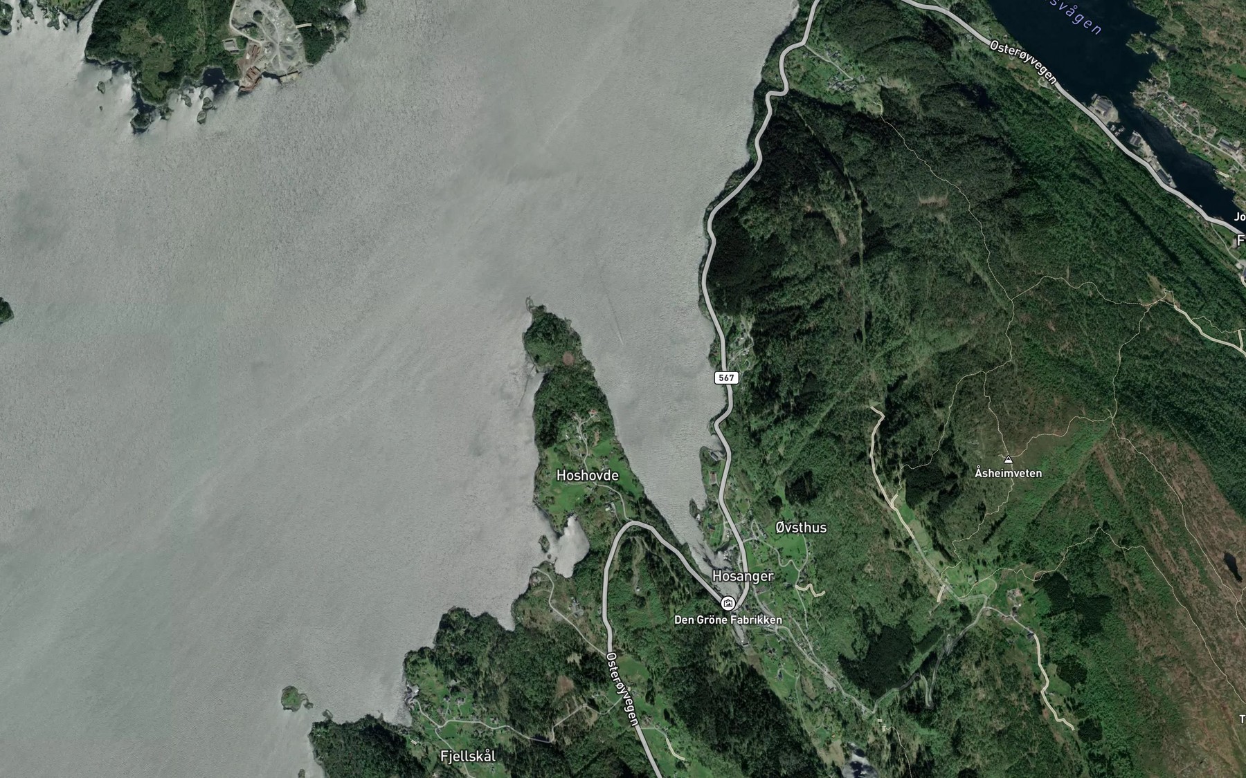 Satellite map of the Mjosvagen