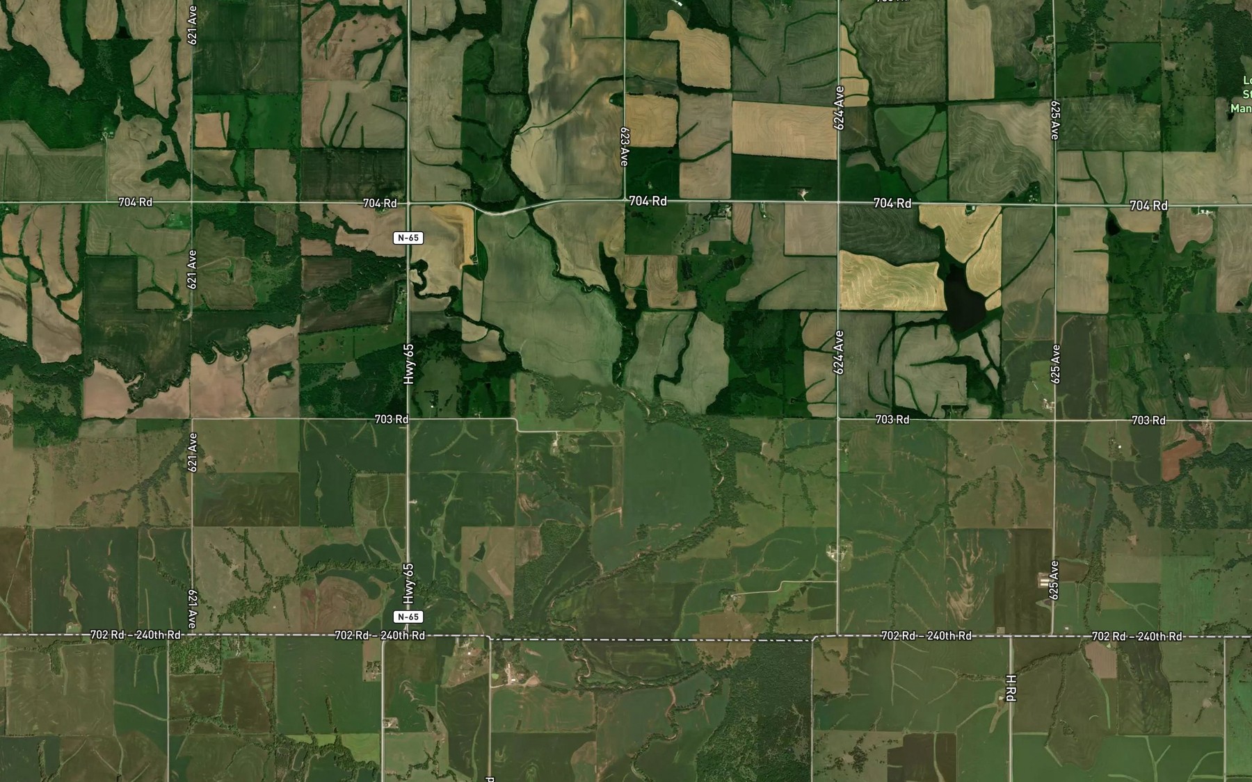 Satellite map of the Johnson Creek