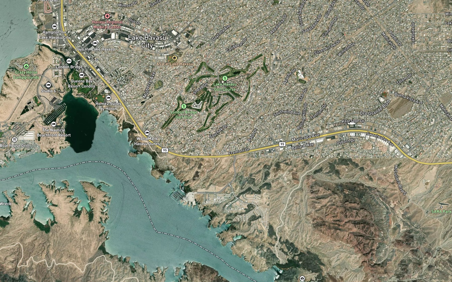 Satellite map of the Jamaica Drain