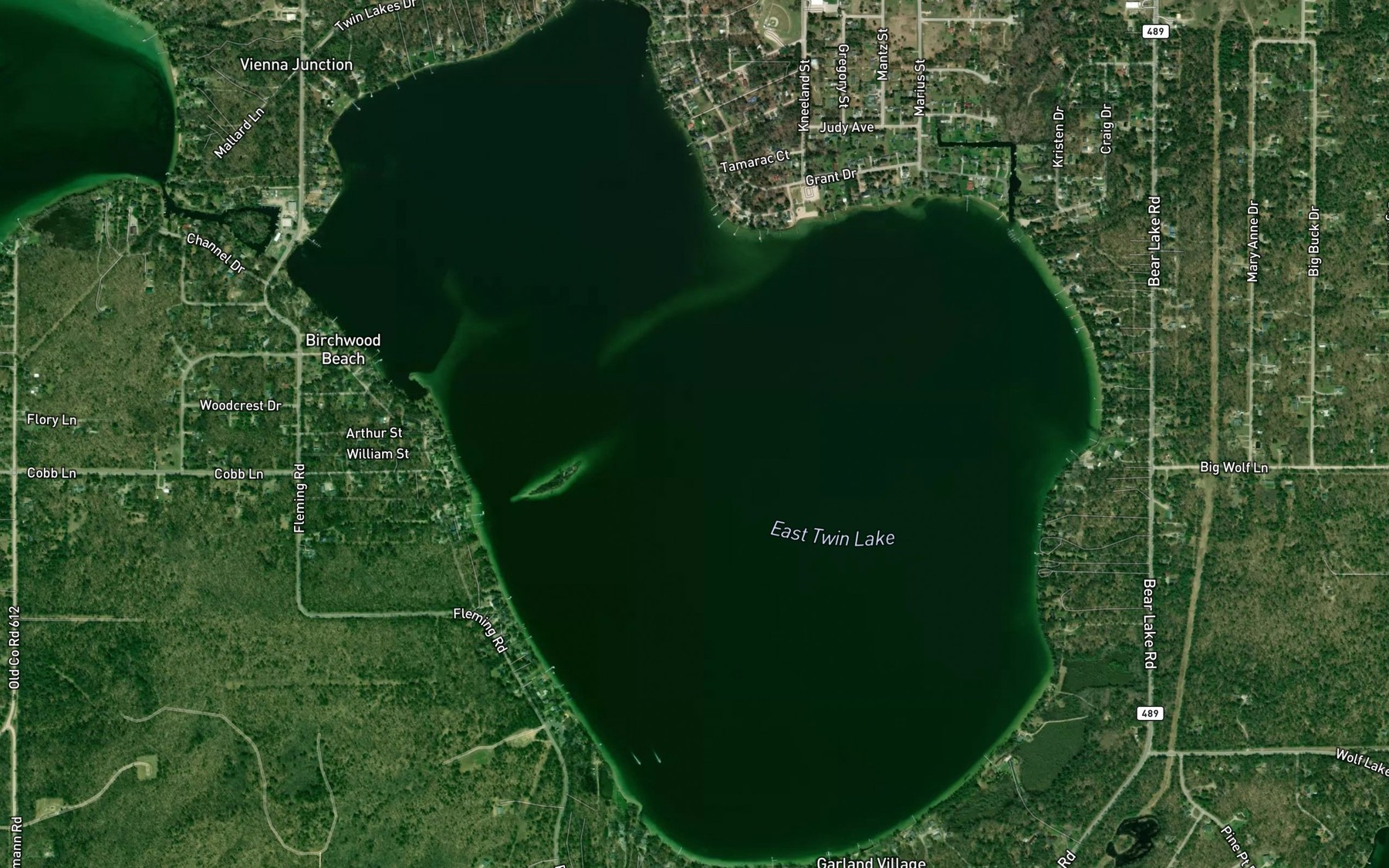 Satellite map of the East Twin Lake