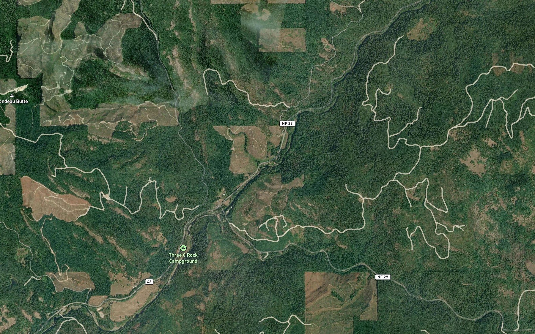 Satellite map of the Collins Creek