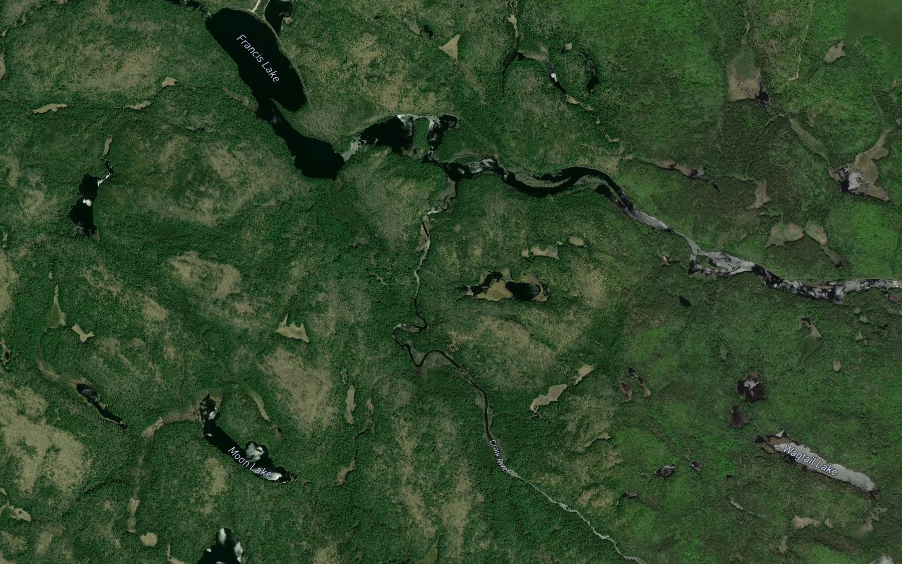 Satellite map of the Crow River