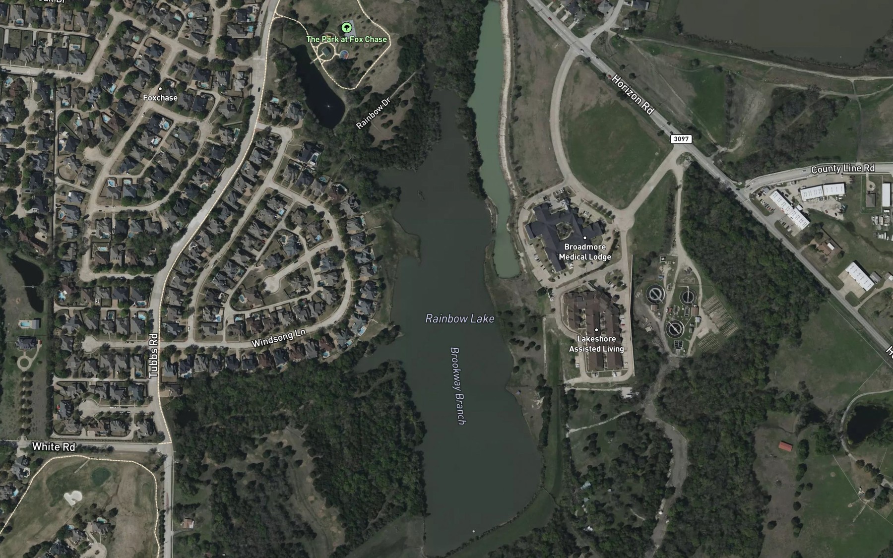 Satellite map of the Rainbow Lake