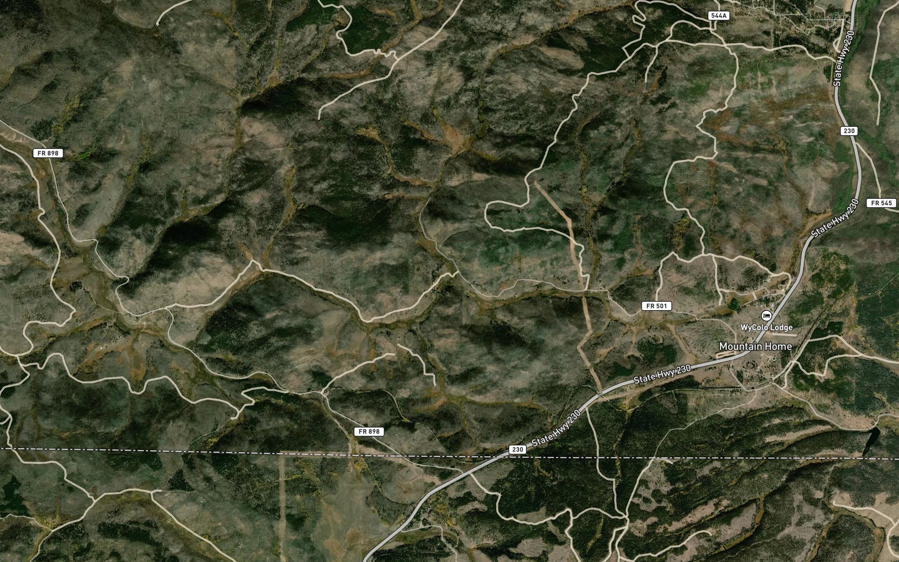Satellite map of the North Fork Pelton Creek