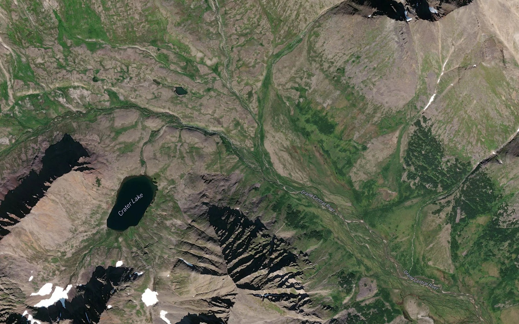 Satellite map of the North Fork Grand Central River