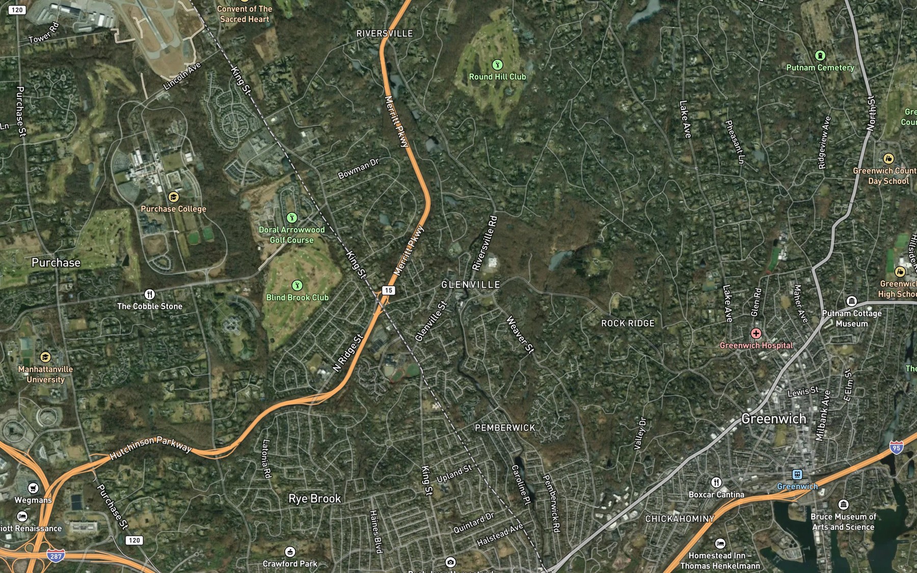 Satellite map of the Mill Pond