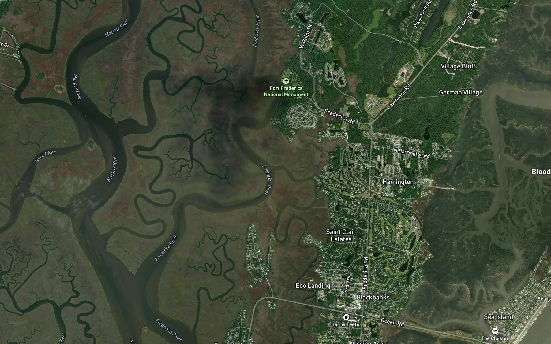 Satellite map of the Dunbar Creek