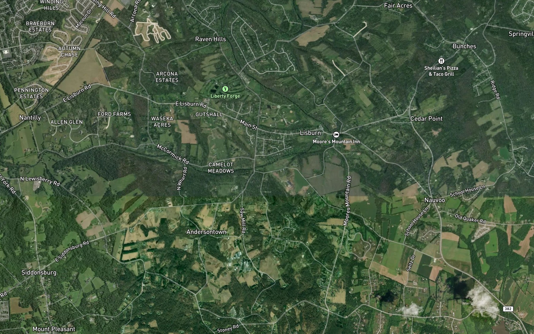 Satellite map of the Green Run