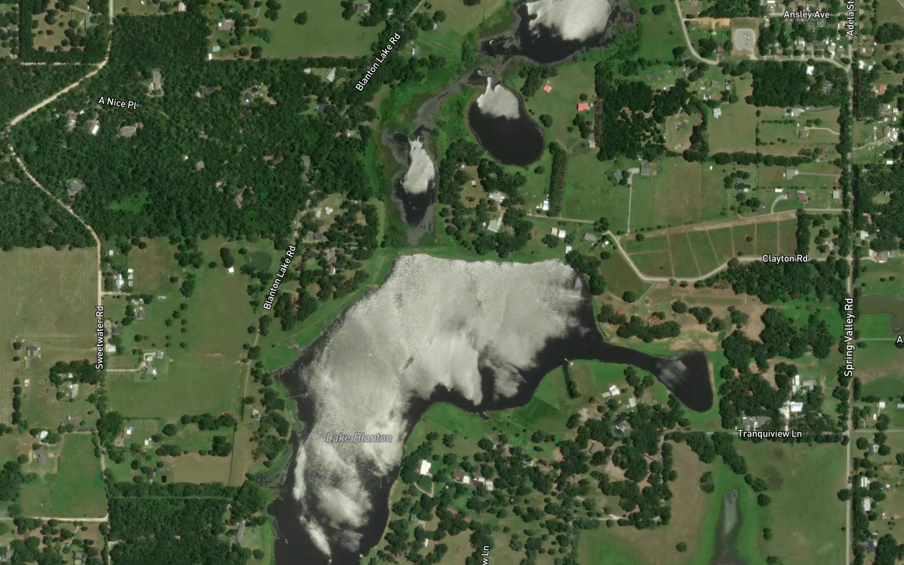 Satellite map of the Blanton Lake