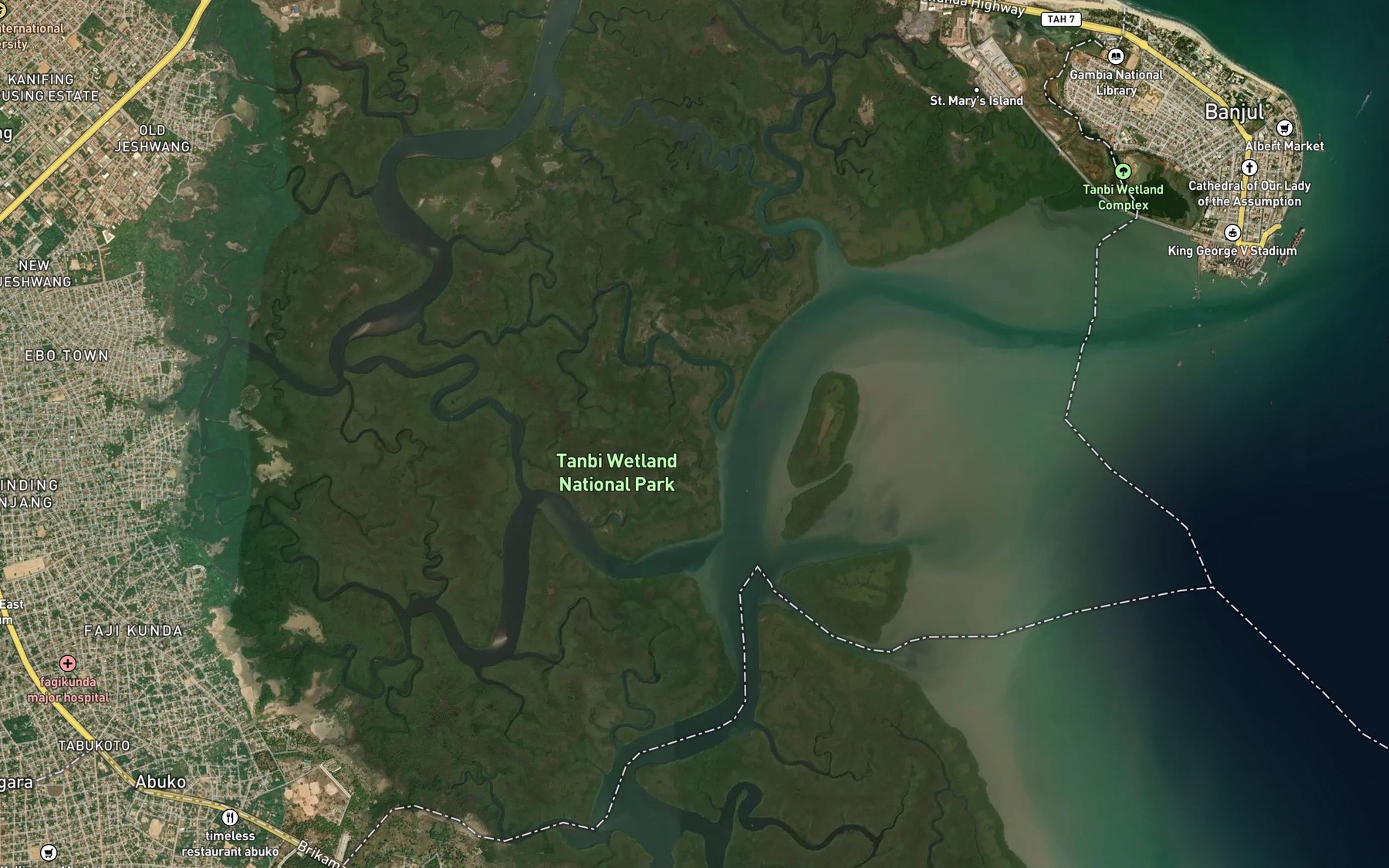 Satellite map of the Islands Creek