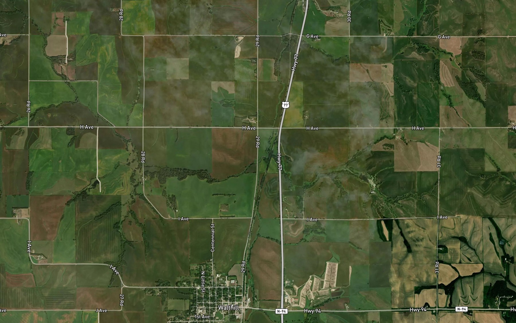 Satellite map of the North Omaha Creek