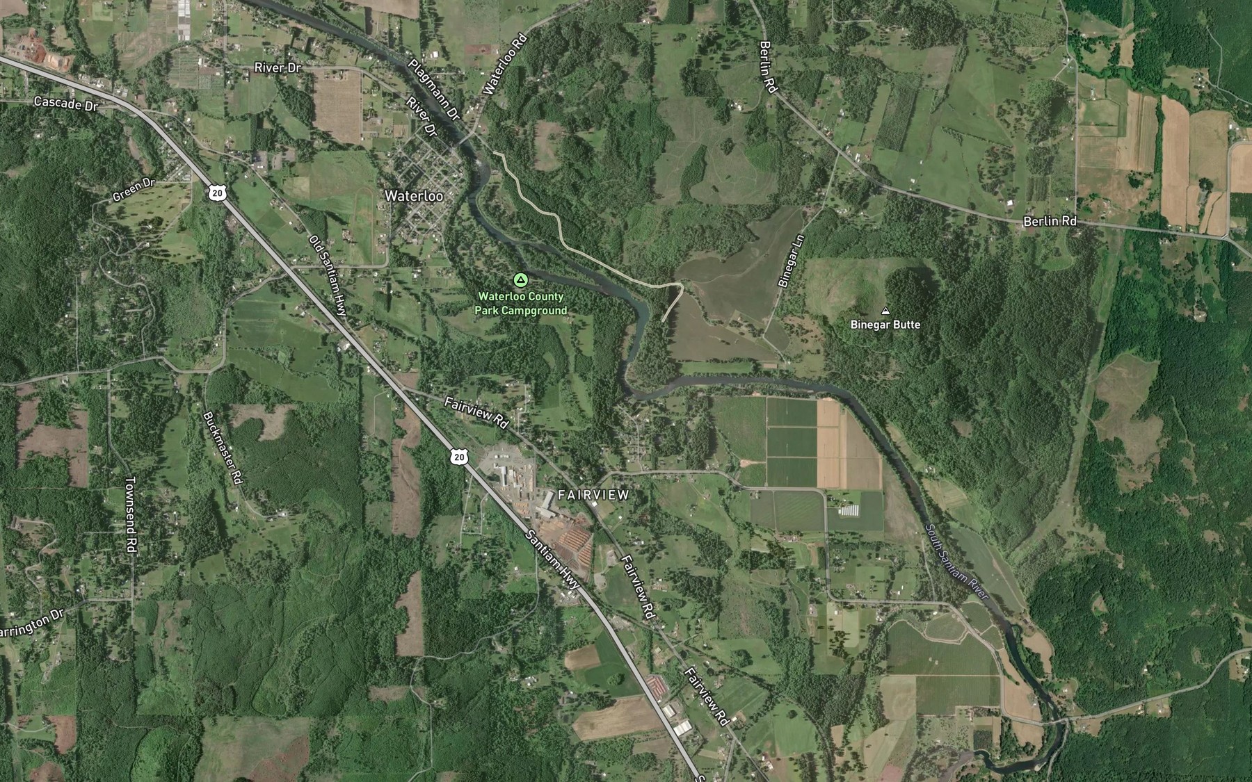 Satellite map of the Noble Creek