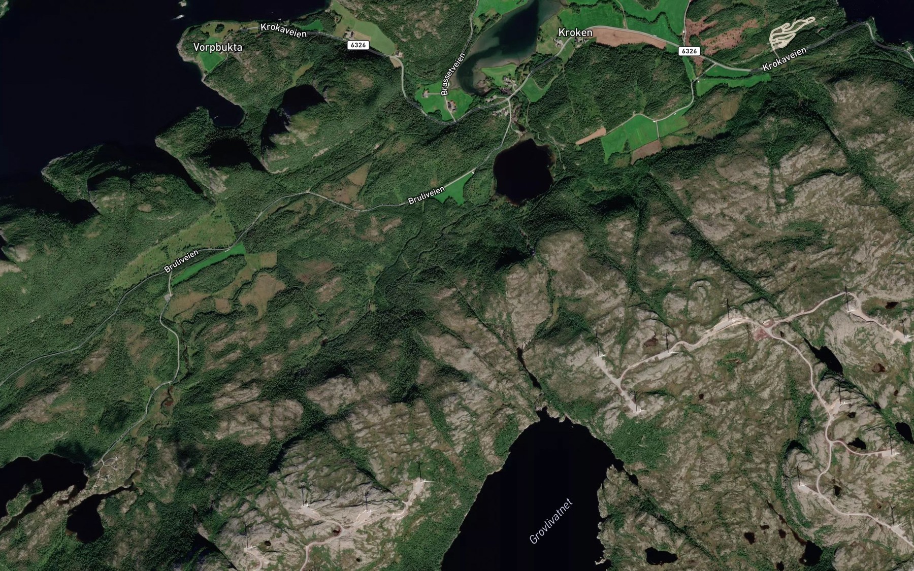 Satellite map of the Grovlielva