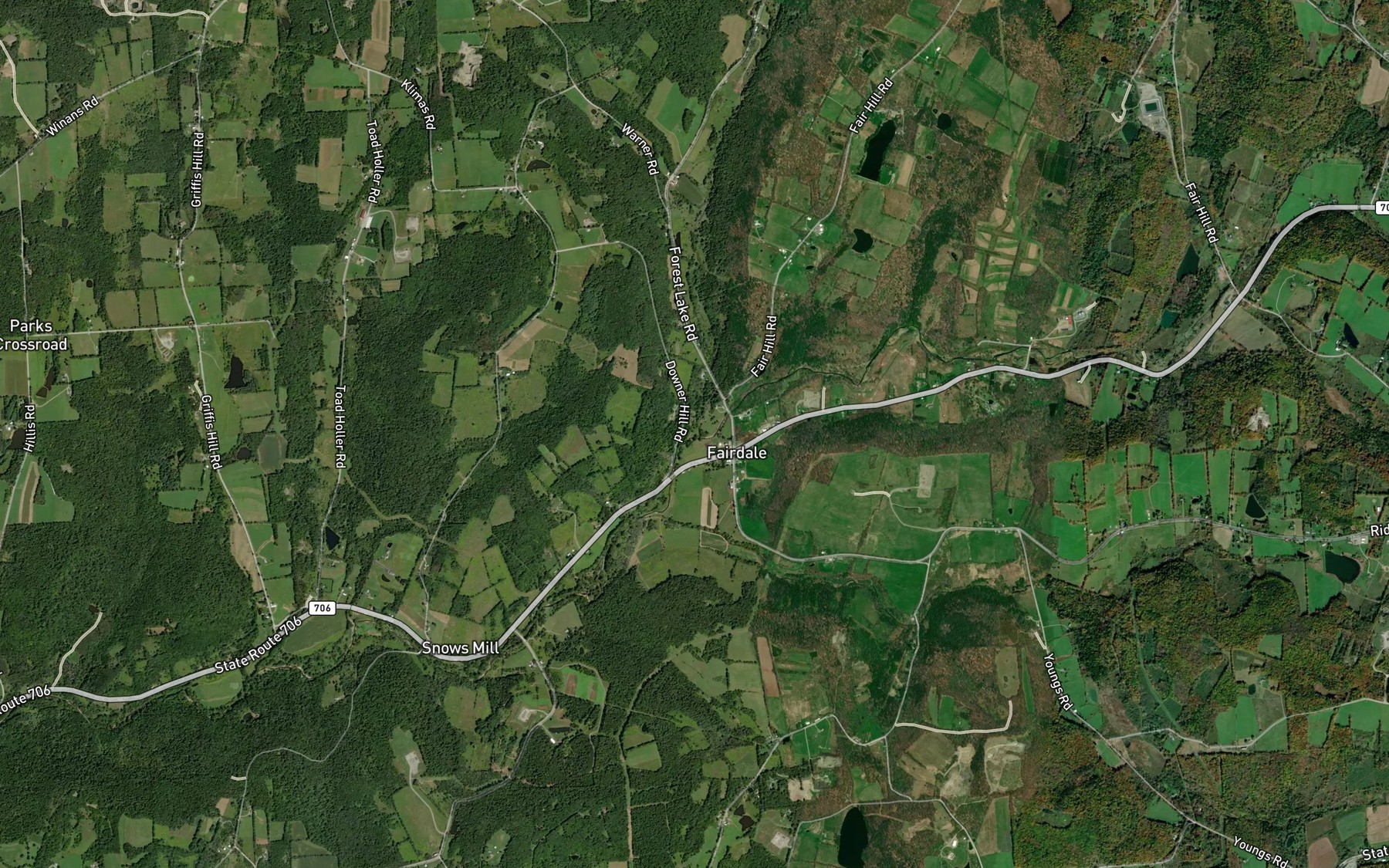 Satellite map of the Forest Lake Creek