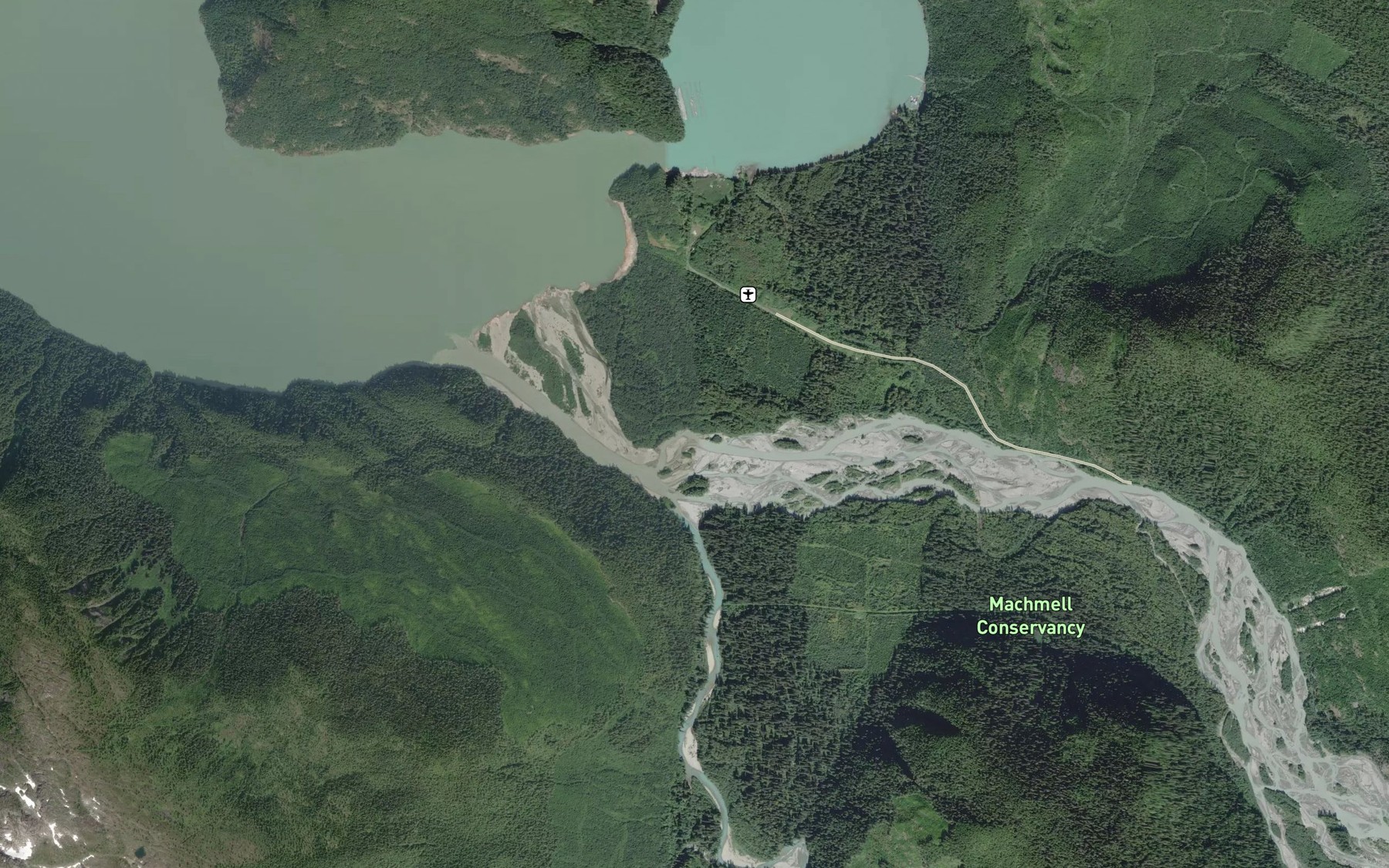 Satellite map of the Neechanz River