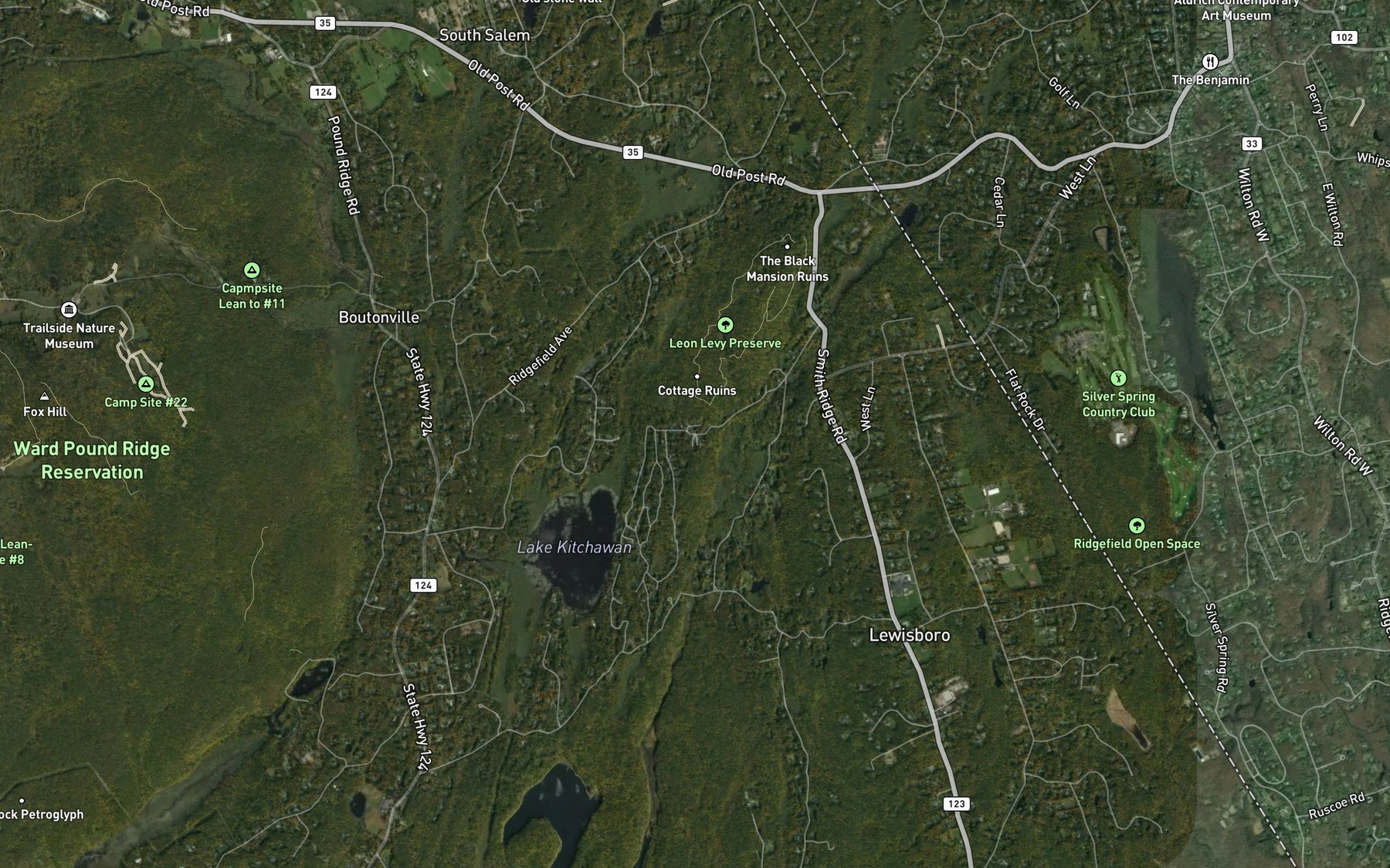 Satellite map of the Mill River