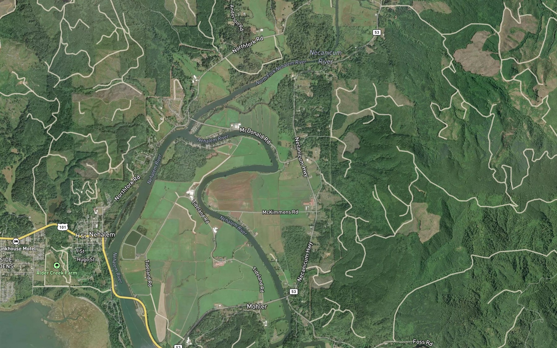 Satellite map of the Kebbe Creek