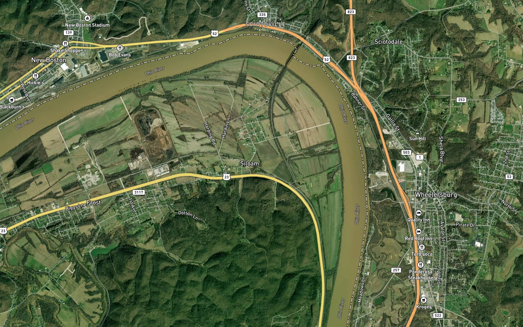 Satellite map of the Siloam Branch