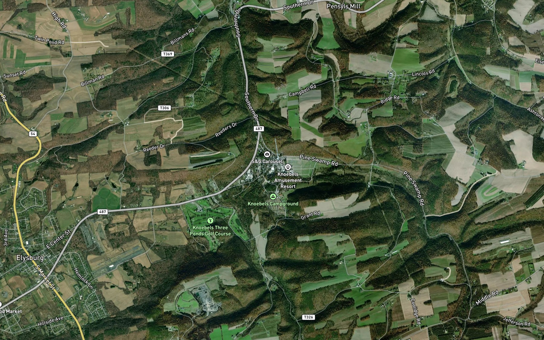 Satellite map of the Mugser Run