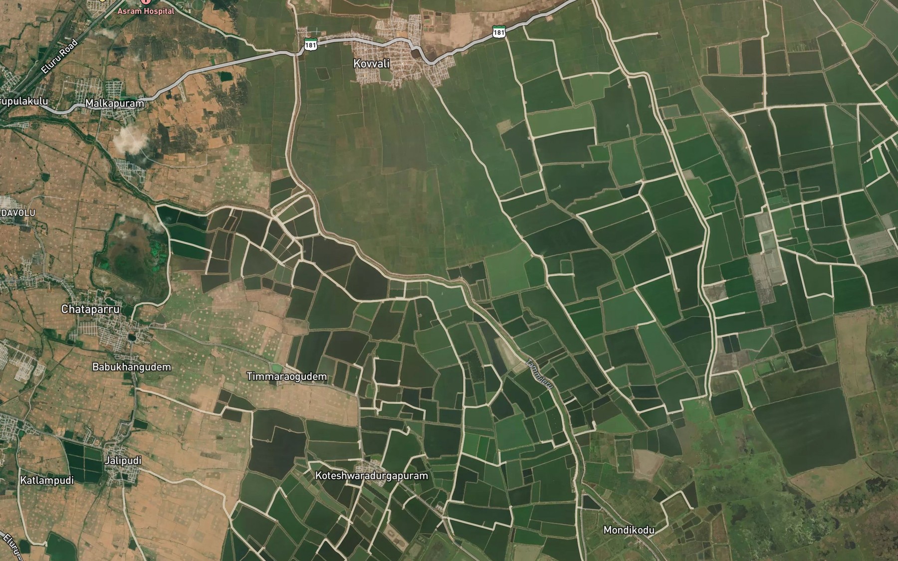 Satellite map of the Velinkota Channel