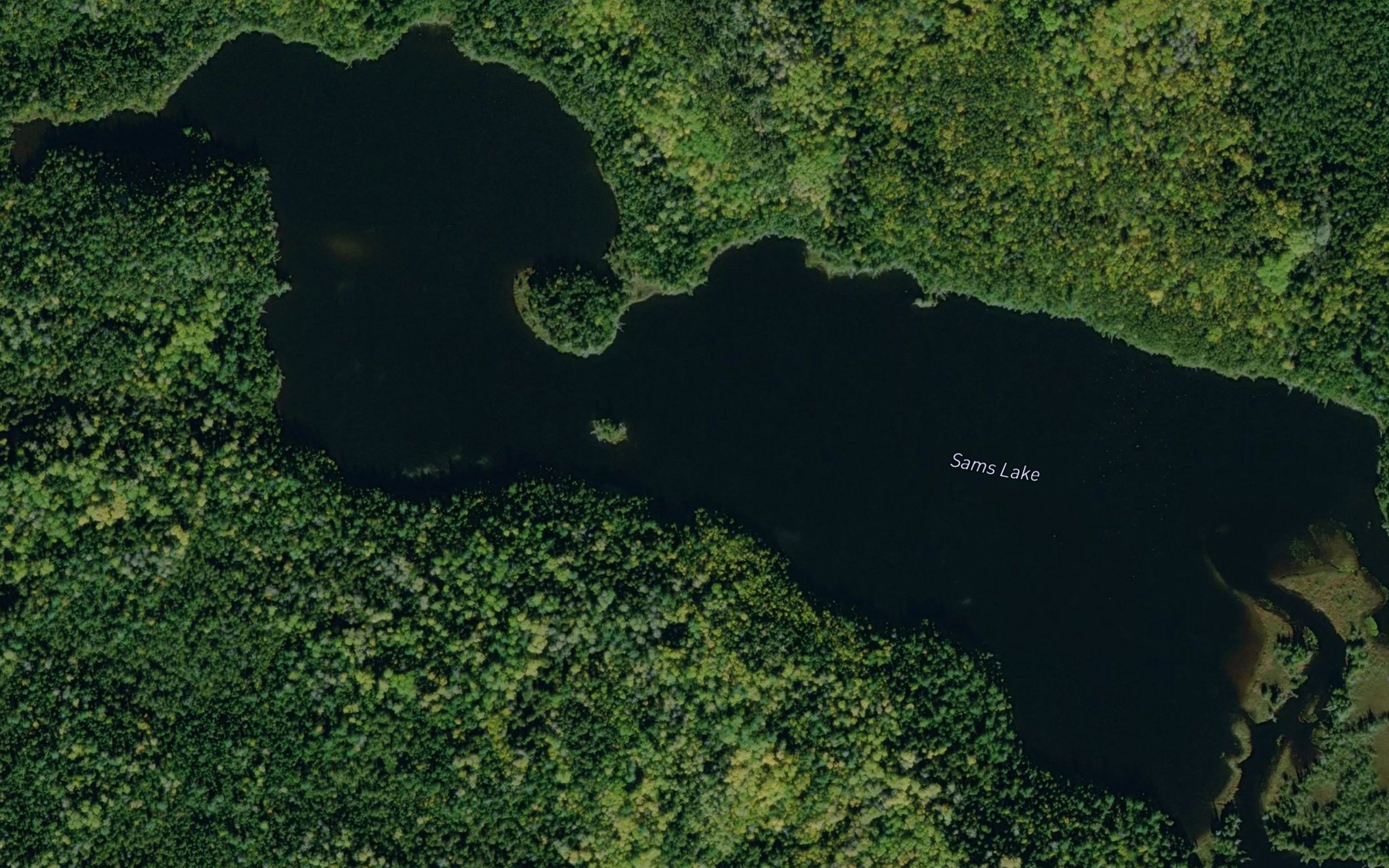 Satellite map of the Sams Lake