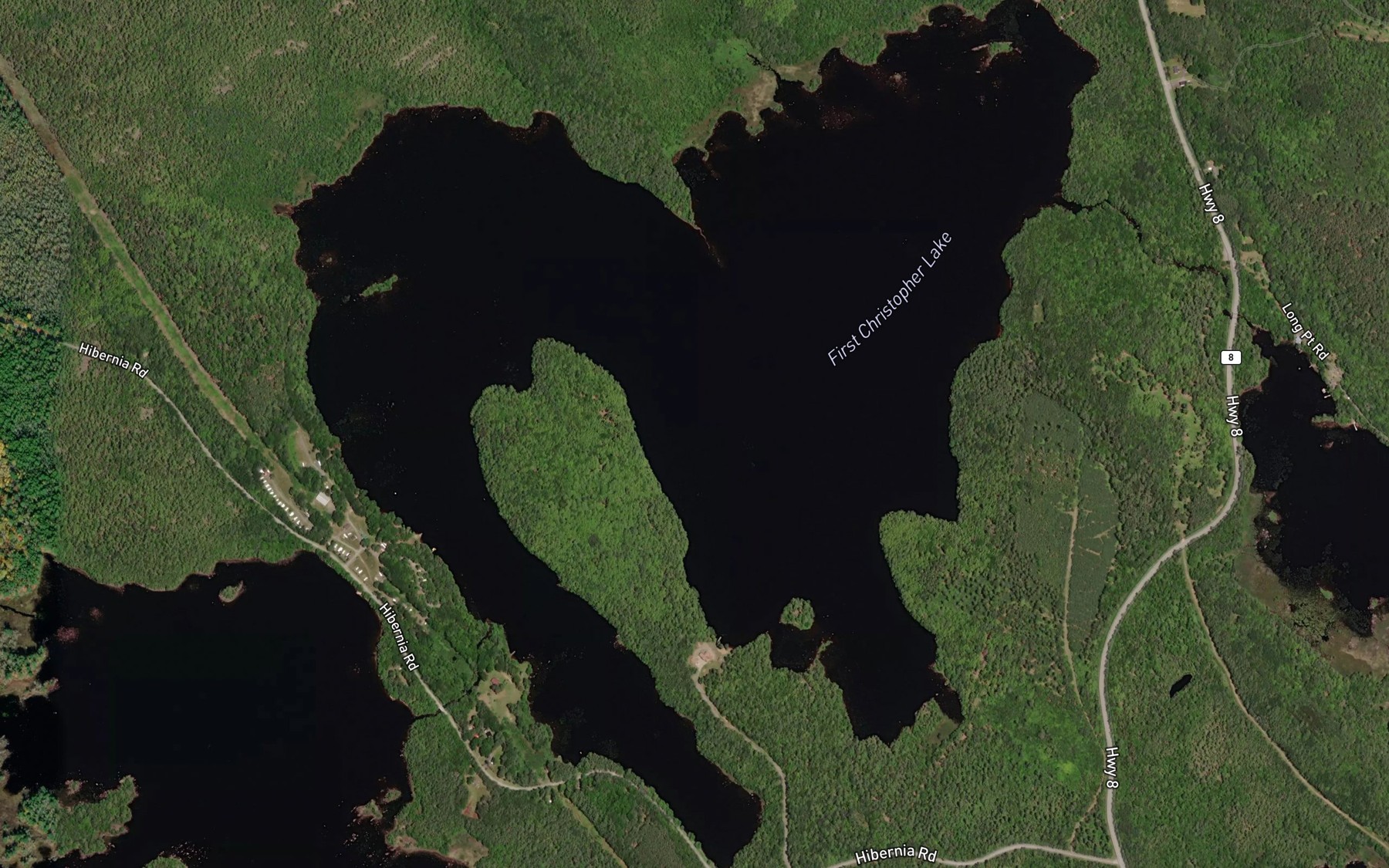 Satellite map of the First Christopher Lake