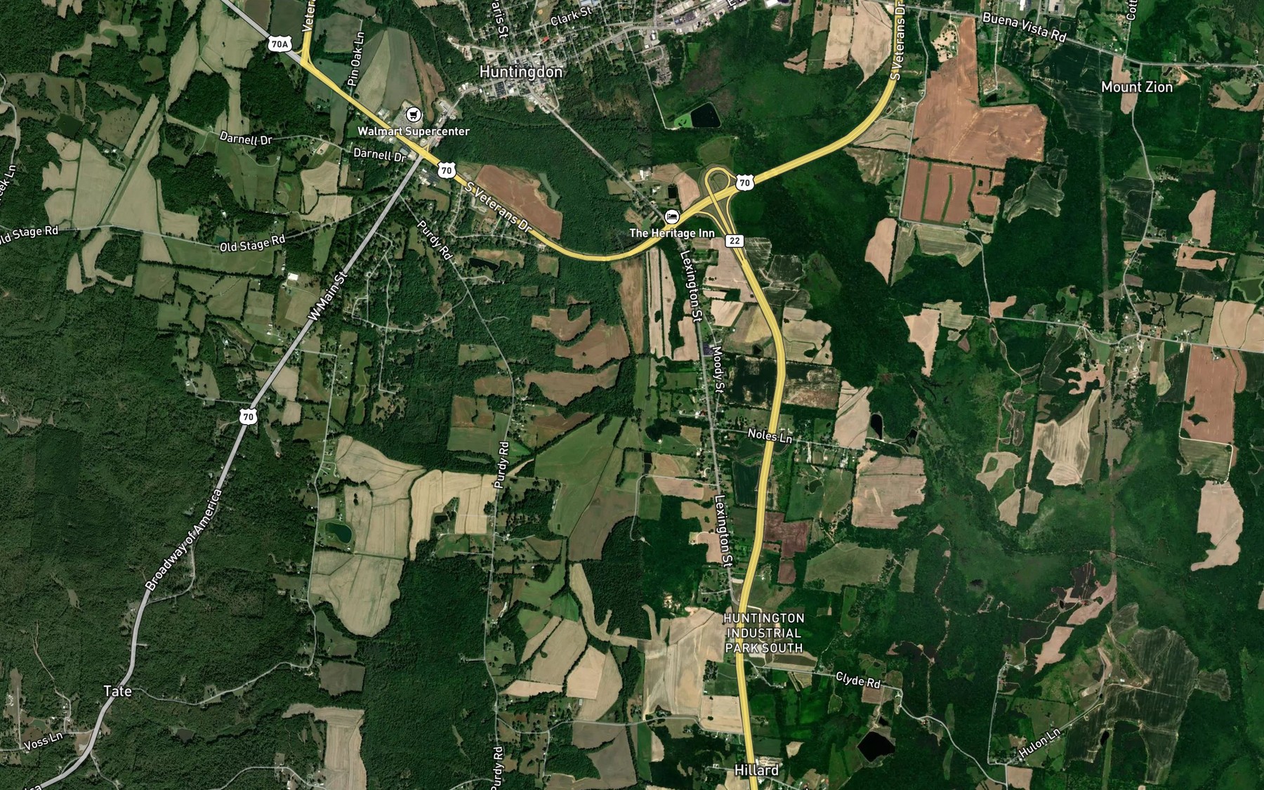 Satellite map of the Mud Creek
