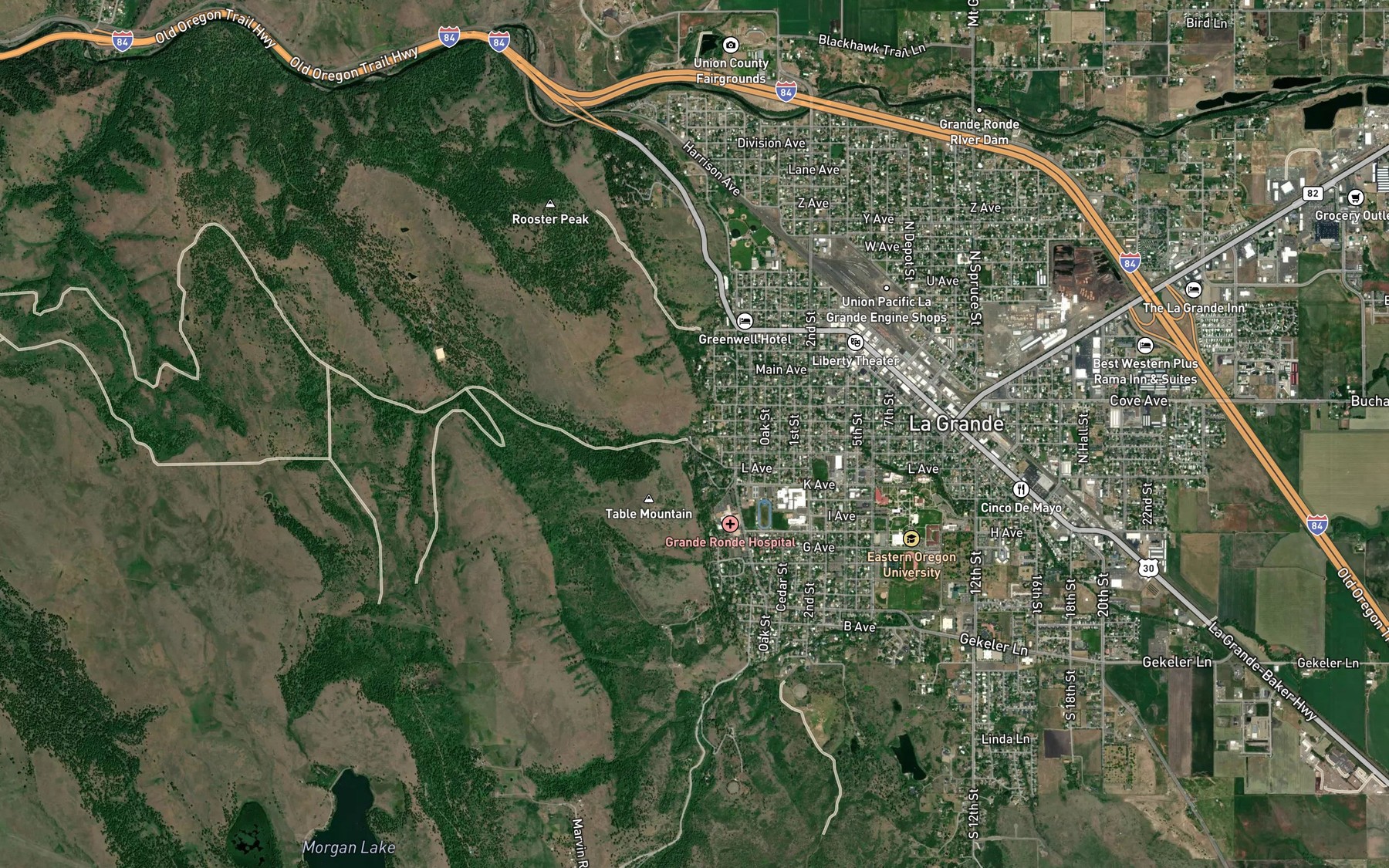 Satellite map of the Deal Creek