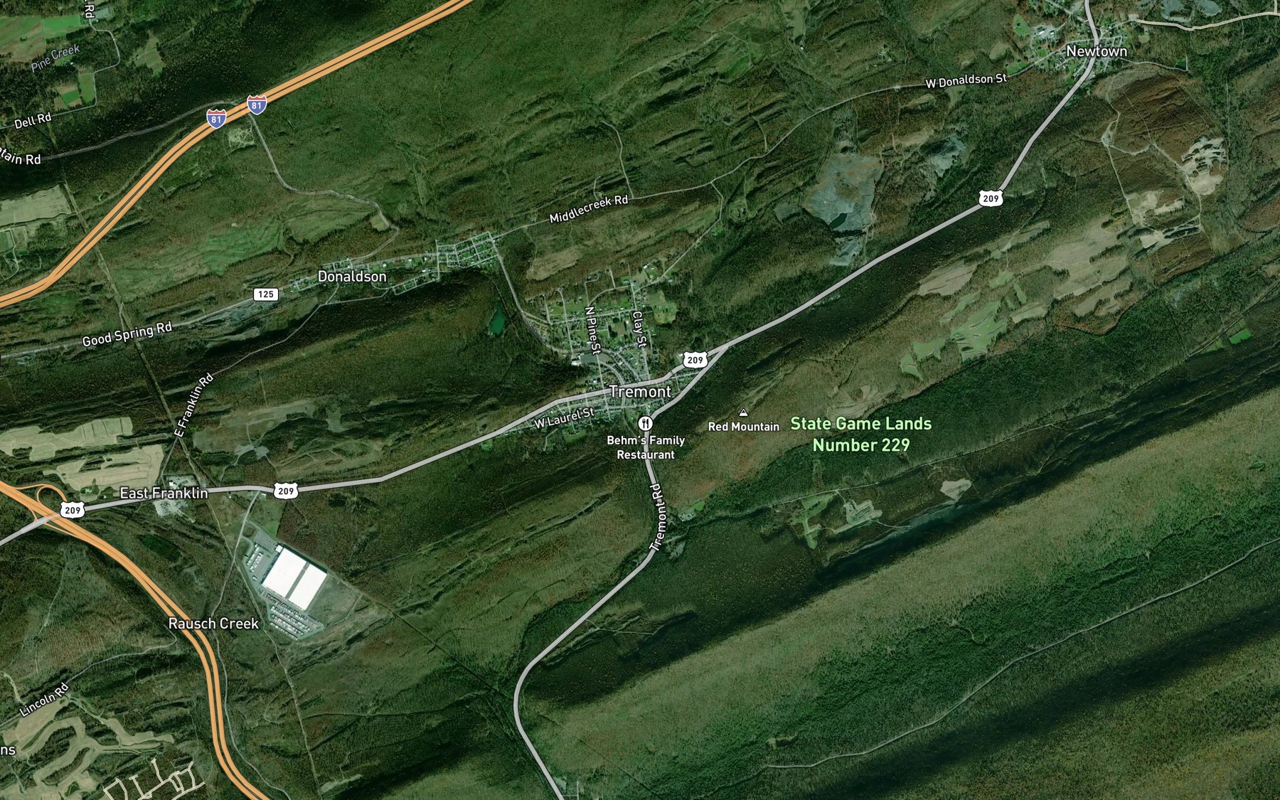 Satellite map of the Middle Creek