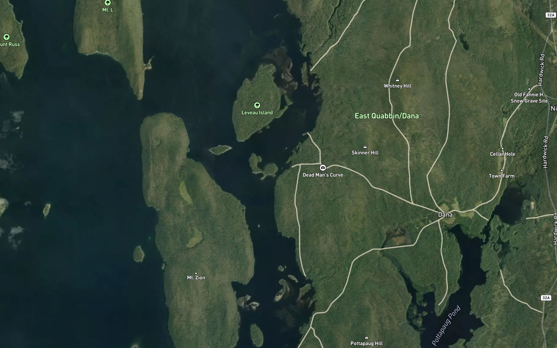 Satellite map of the Stevens Island