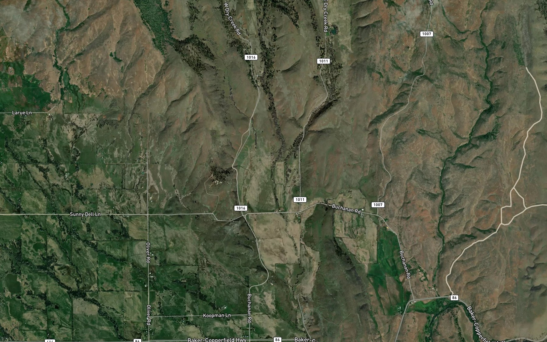 Satellite map of the West Fork Dry Creek