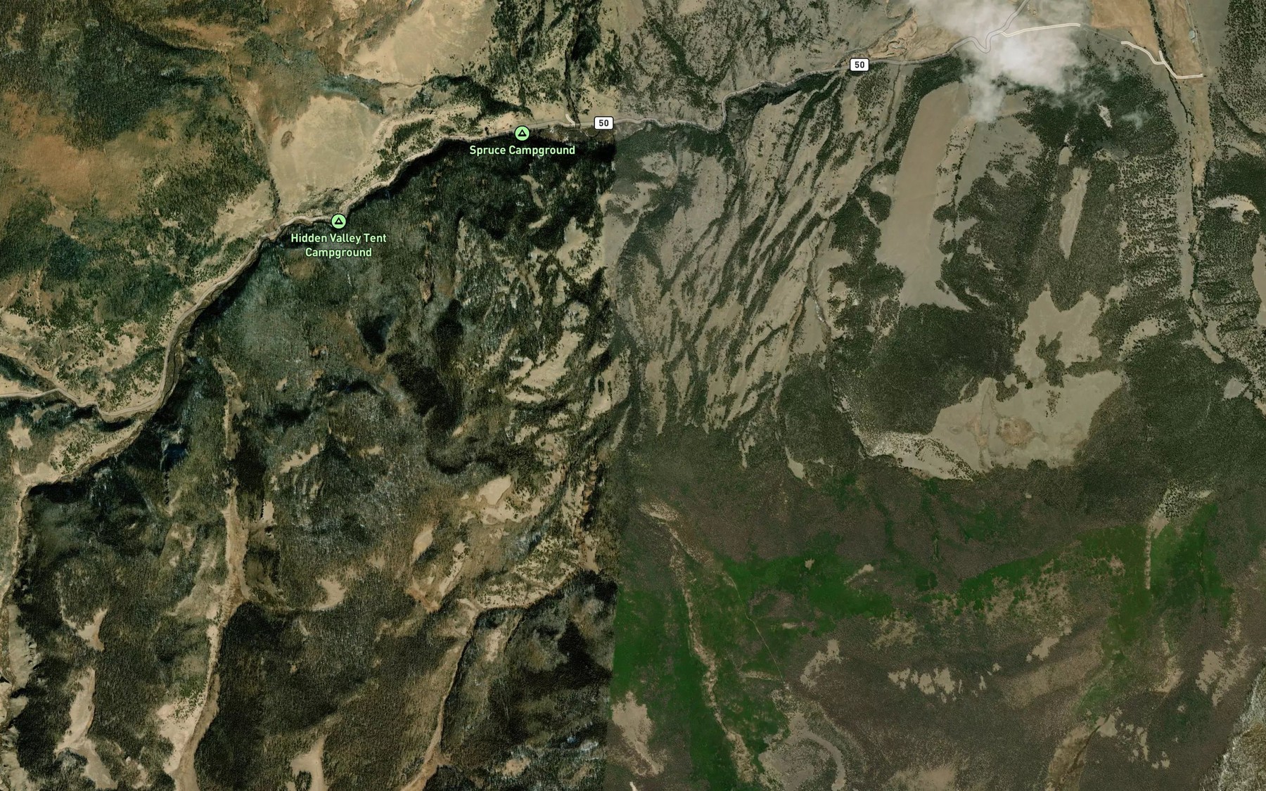 Satellite map of the Martinez Creek