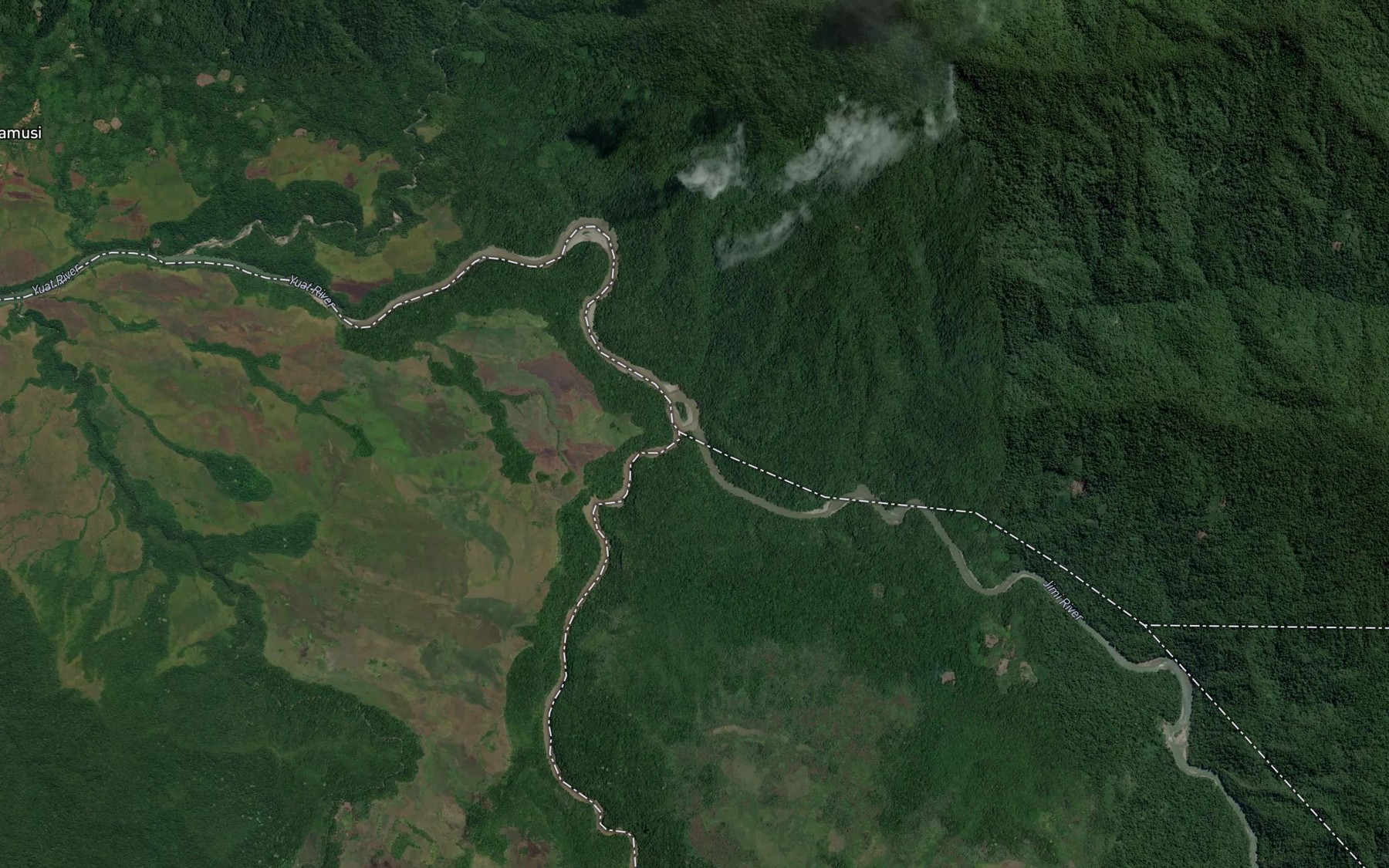 Satellite map of the Jimi River
