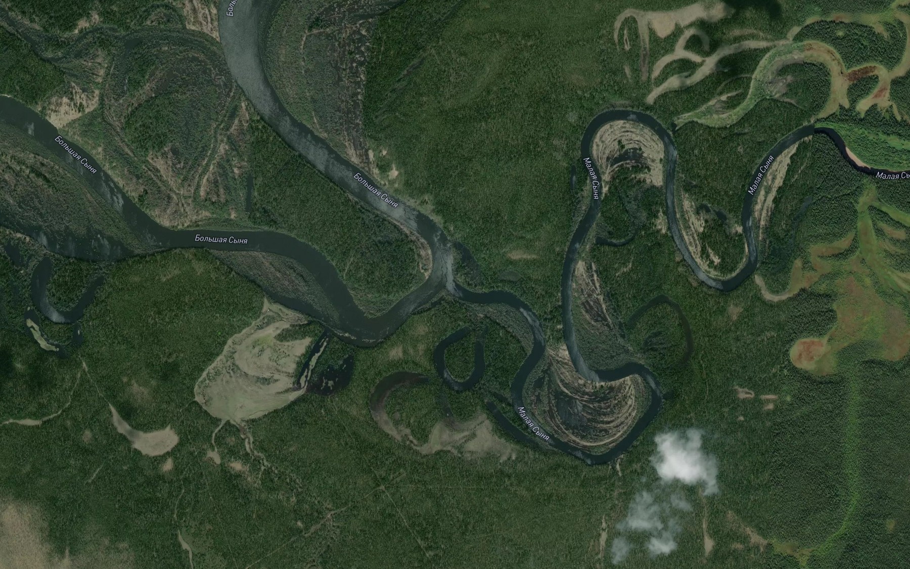 Satellite map of the Malaya Synya