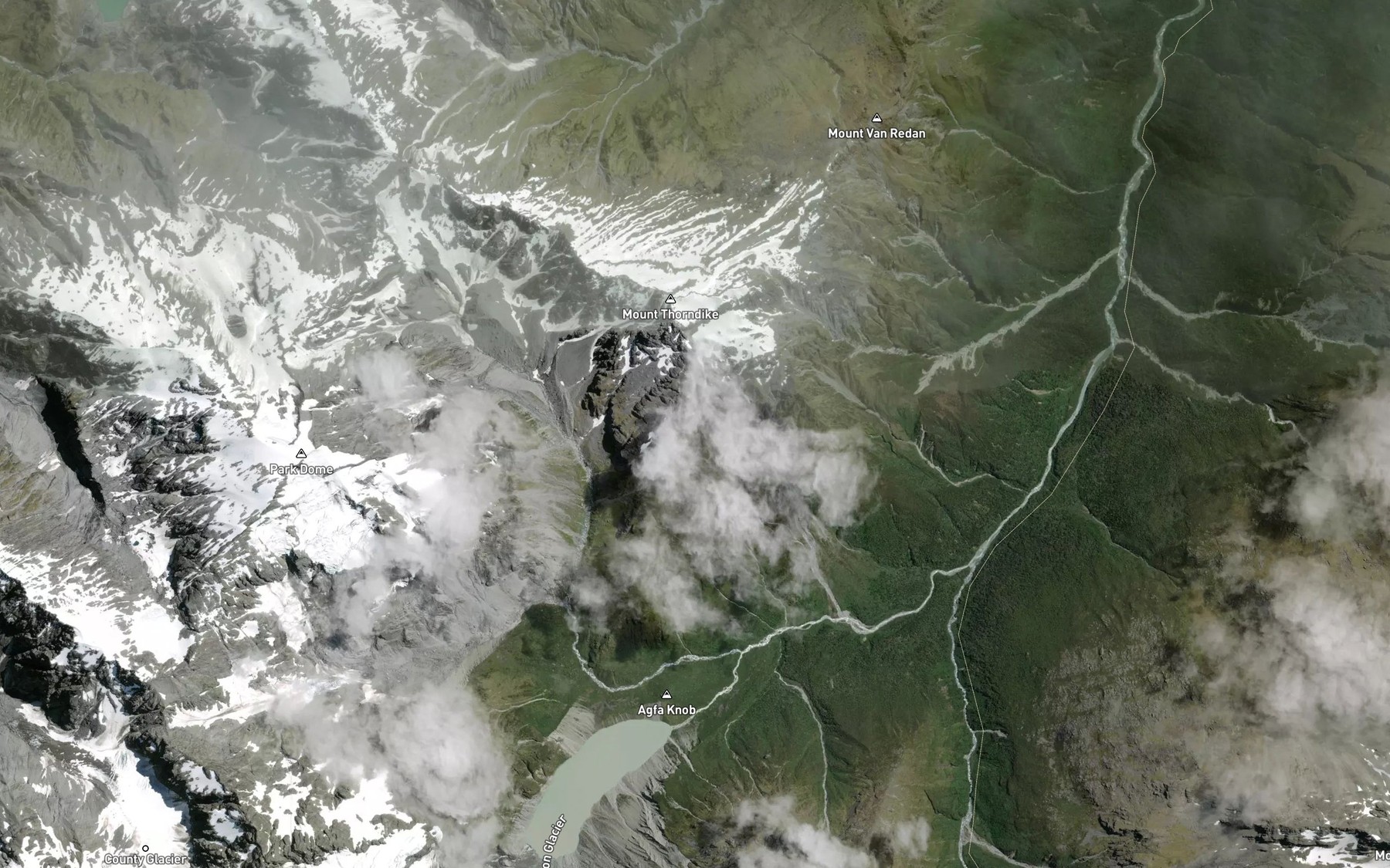 Satellite map of the Walcott Creek