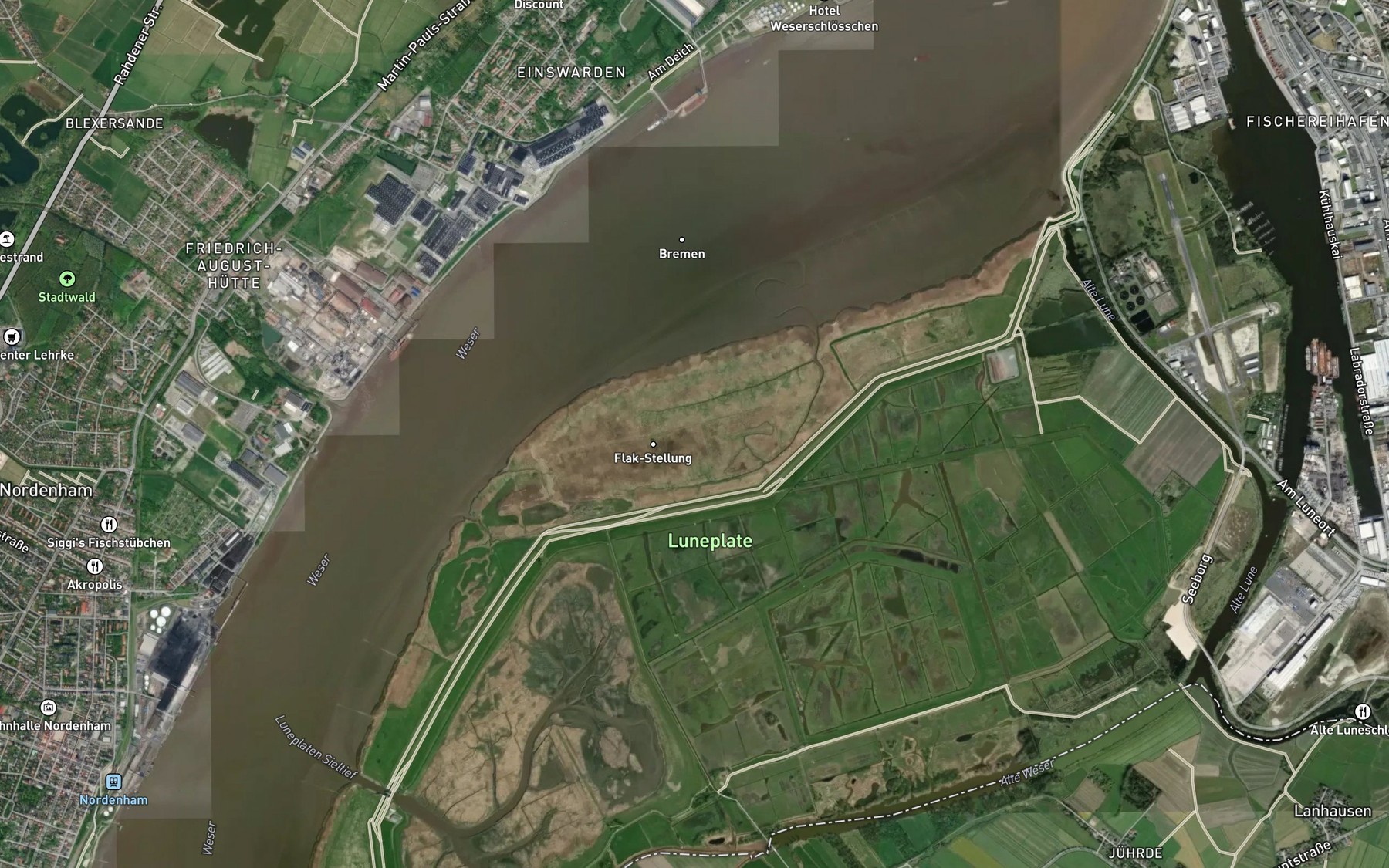 Satellite map of the Grosse Luneplate