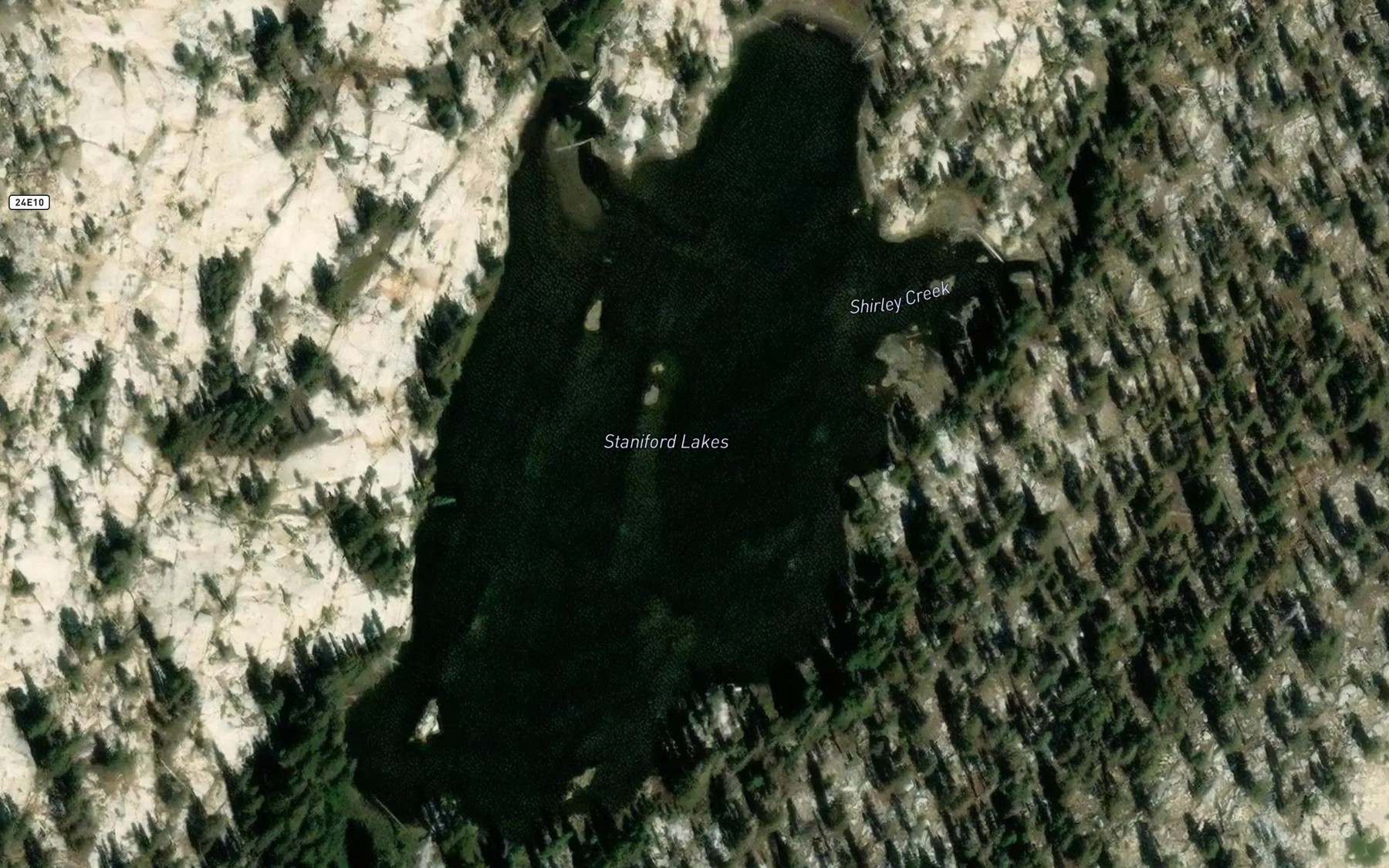 Satellite map of the Staniford Lakes