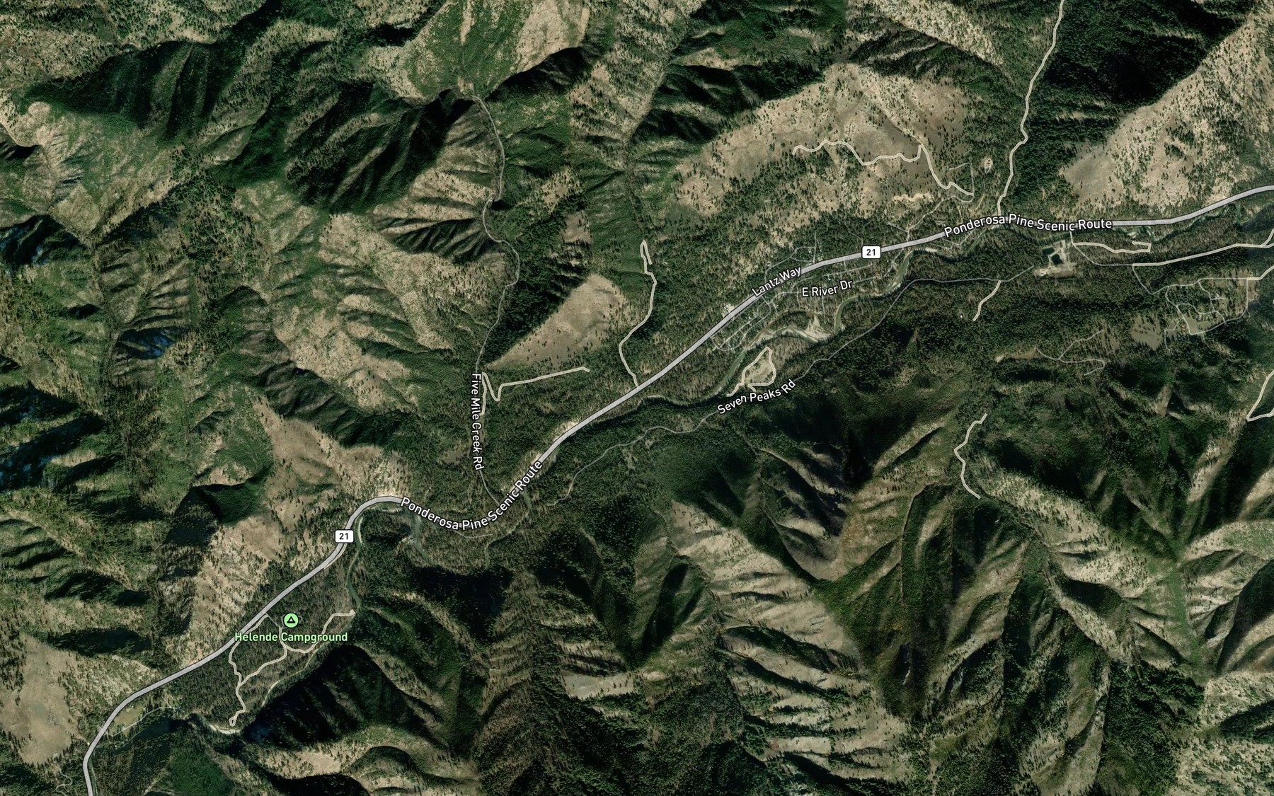 Satellite map of the Kettle Creek