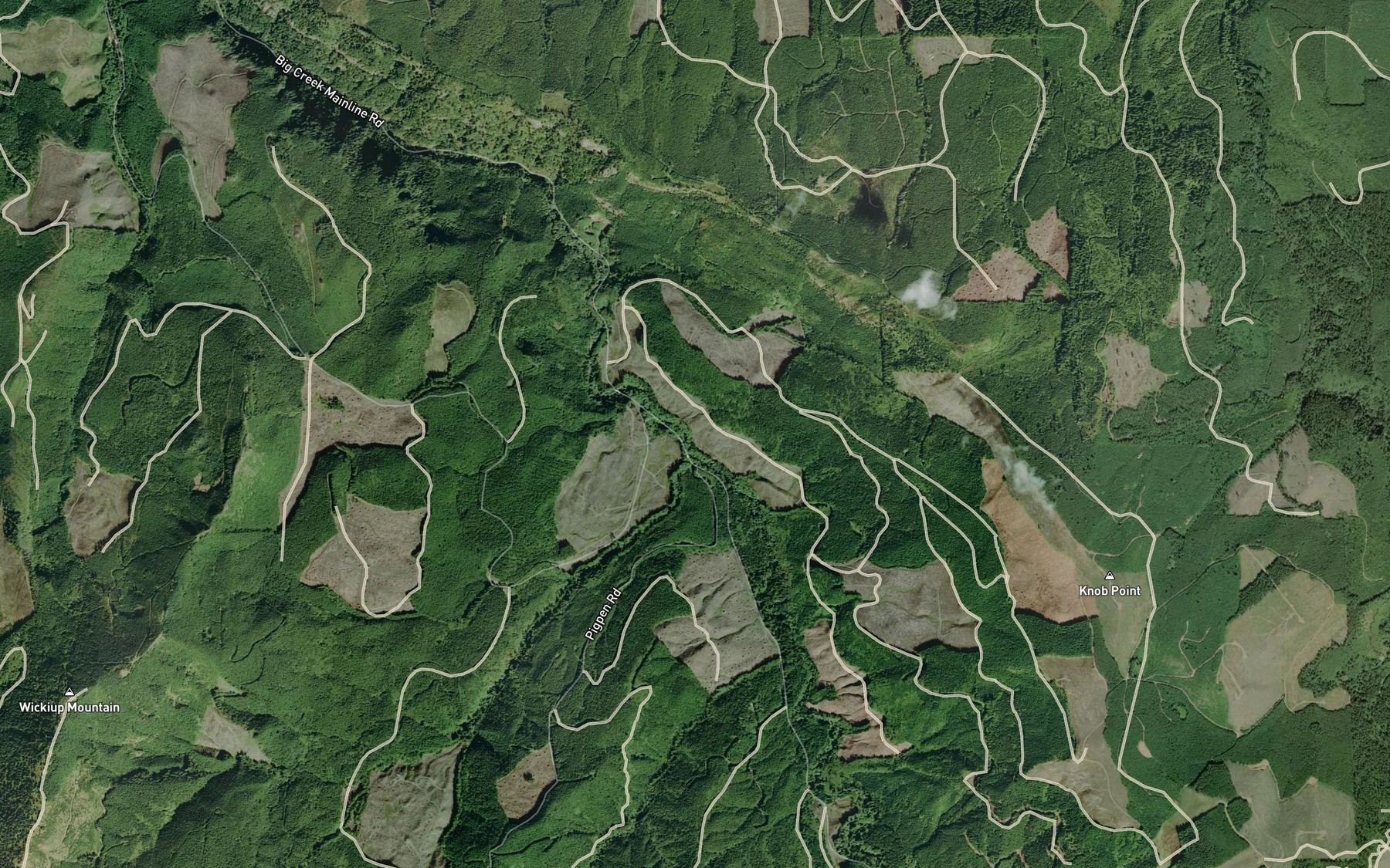 Satellite map of the Pigpen Creek