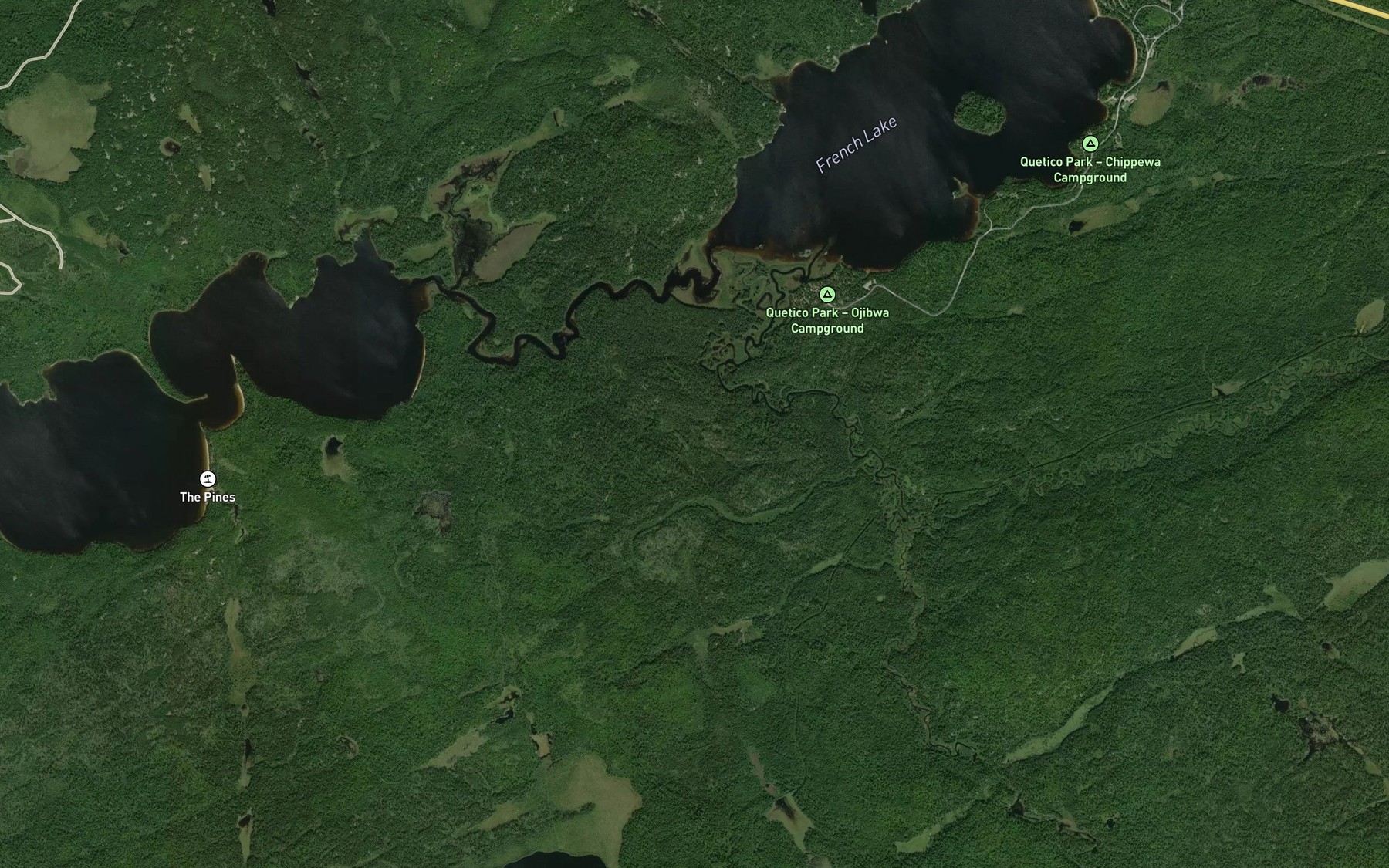 Satellite map of the Baptism Creek