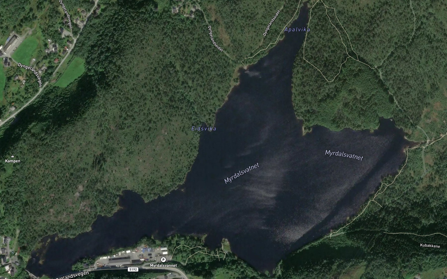 Satellite map of the Myrdalsvatnet