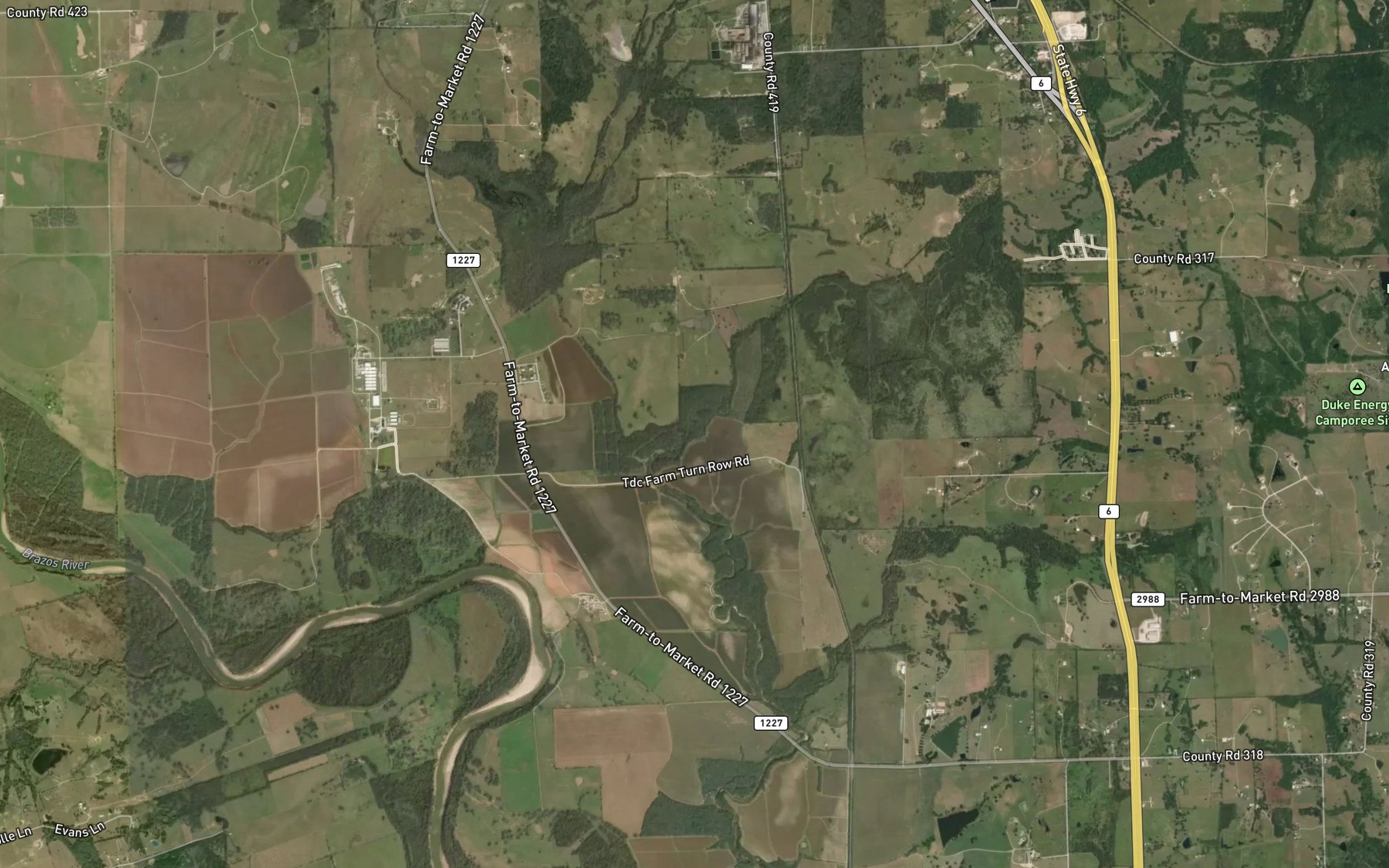Satellite map of the Sandy Creek