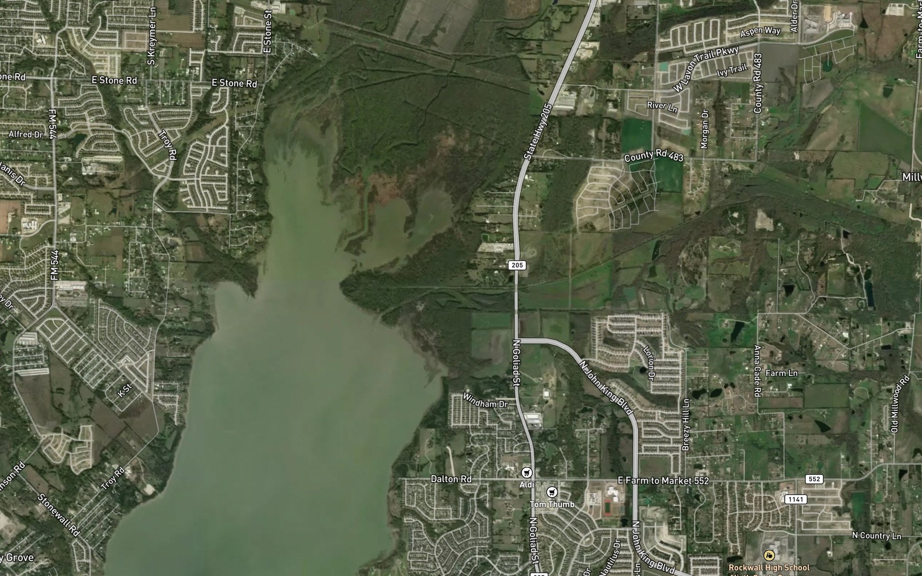 Satellite map of the Thompson Branch