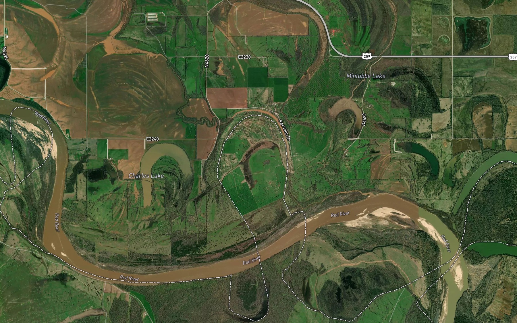 Satellite map of the Eagle Bend Cut-Off