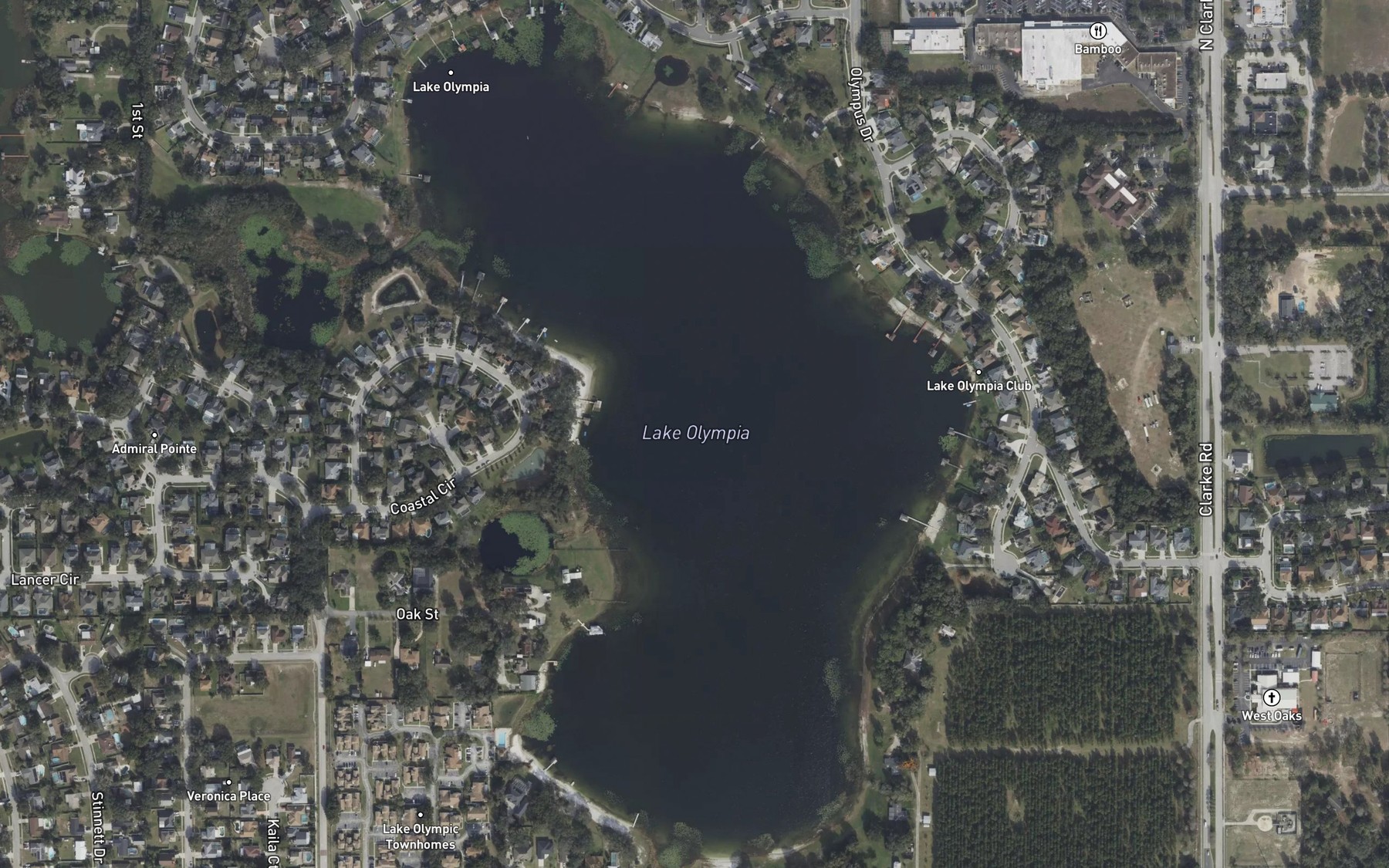 Satellite map of the Lake Olympia
