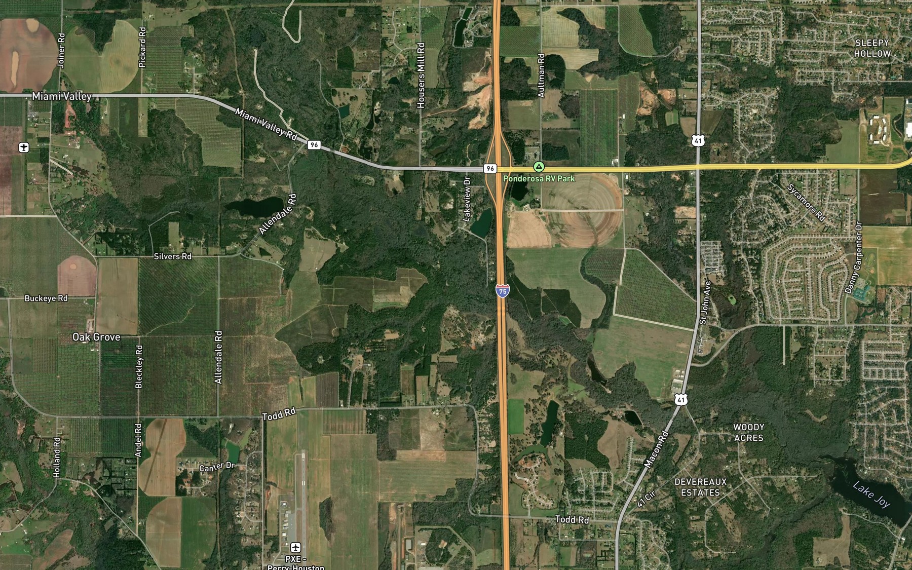 Satellite map of the Hickorynut Branch